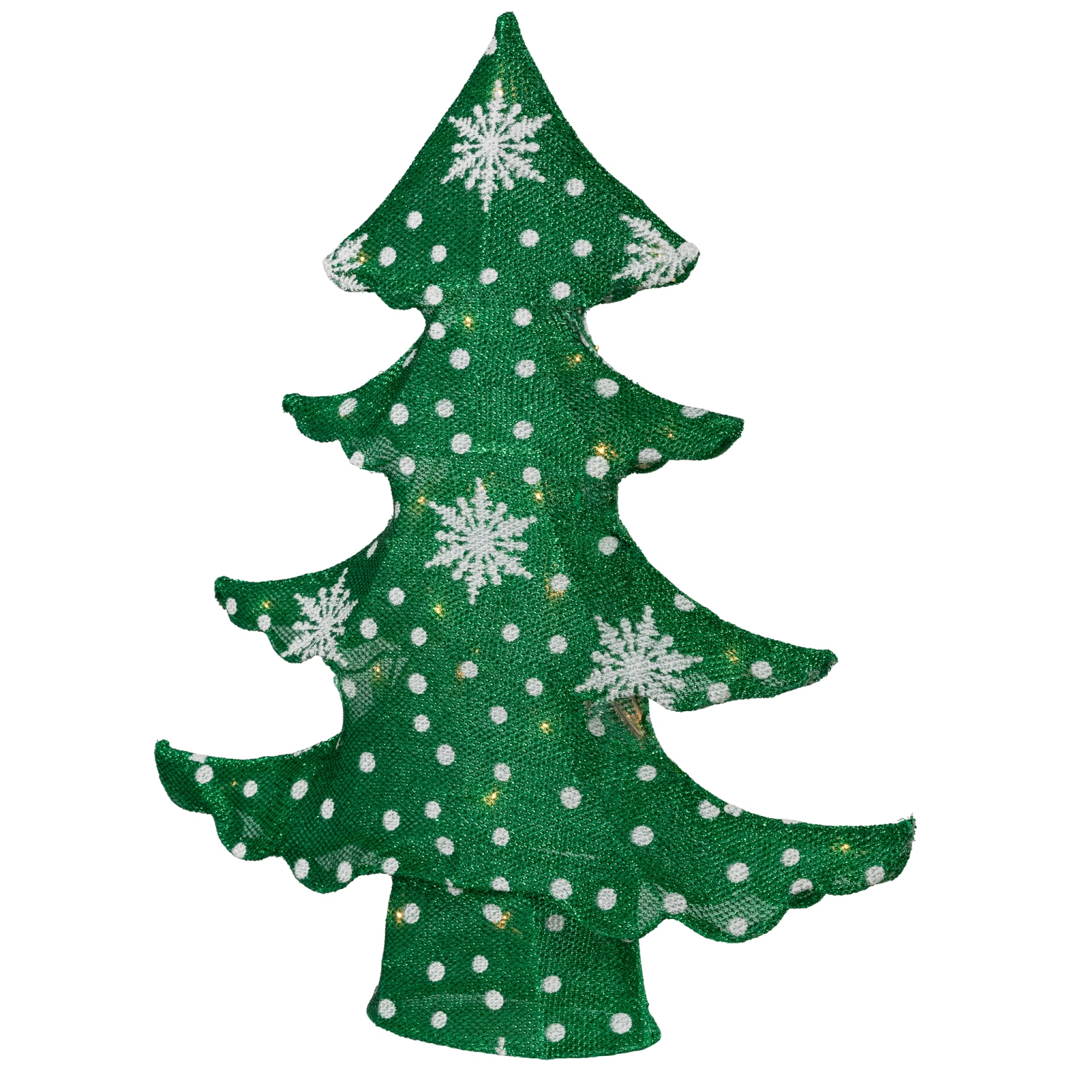 3D Lighted Christmas Tree Outdoor Decoration - 20" - Green and White - Clear Lights