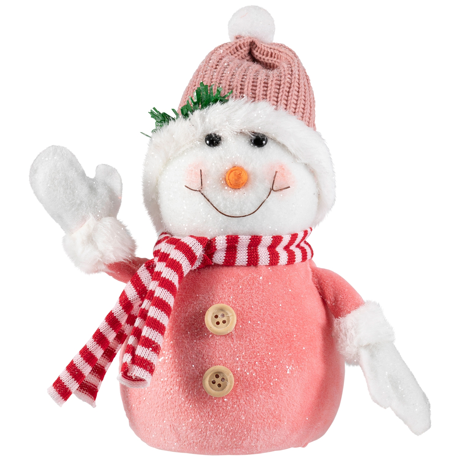 Glittered Snowman with Knitted Hat Christmas Figurine - 8.5"