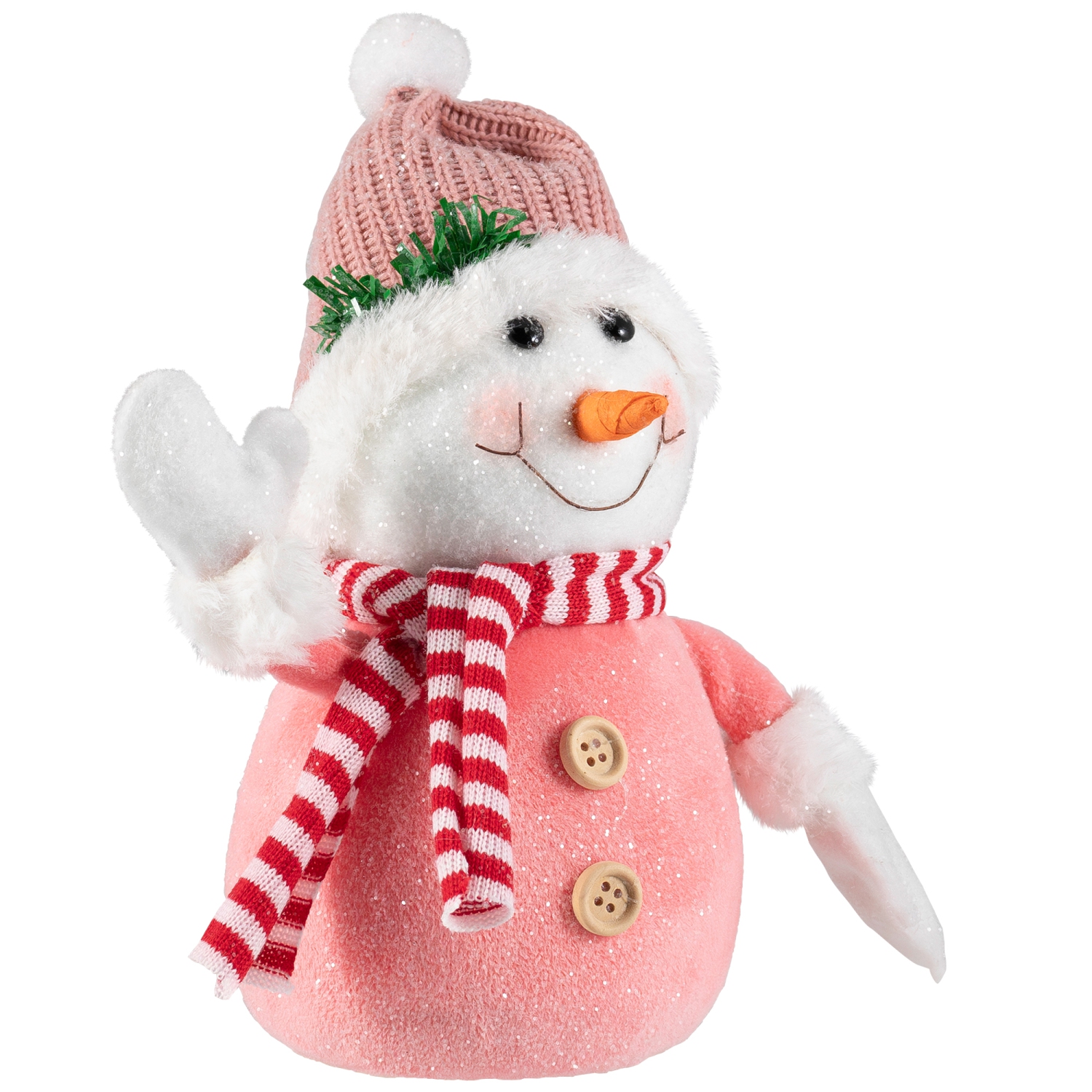 Glittered Snowman with Knitted Hat Christmas Figurine - 8.5"