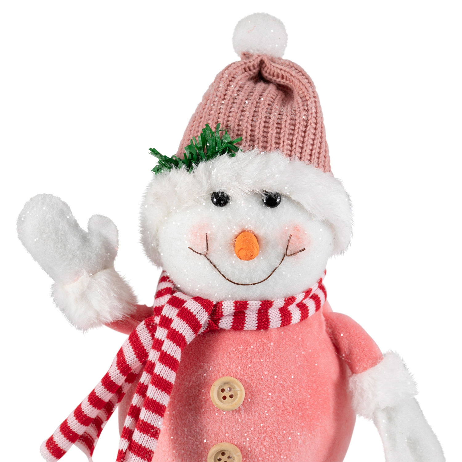 Glittered Snowman with Knitted Hat Christmas Figurine - 8.5"