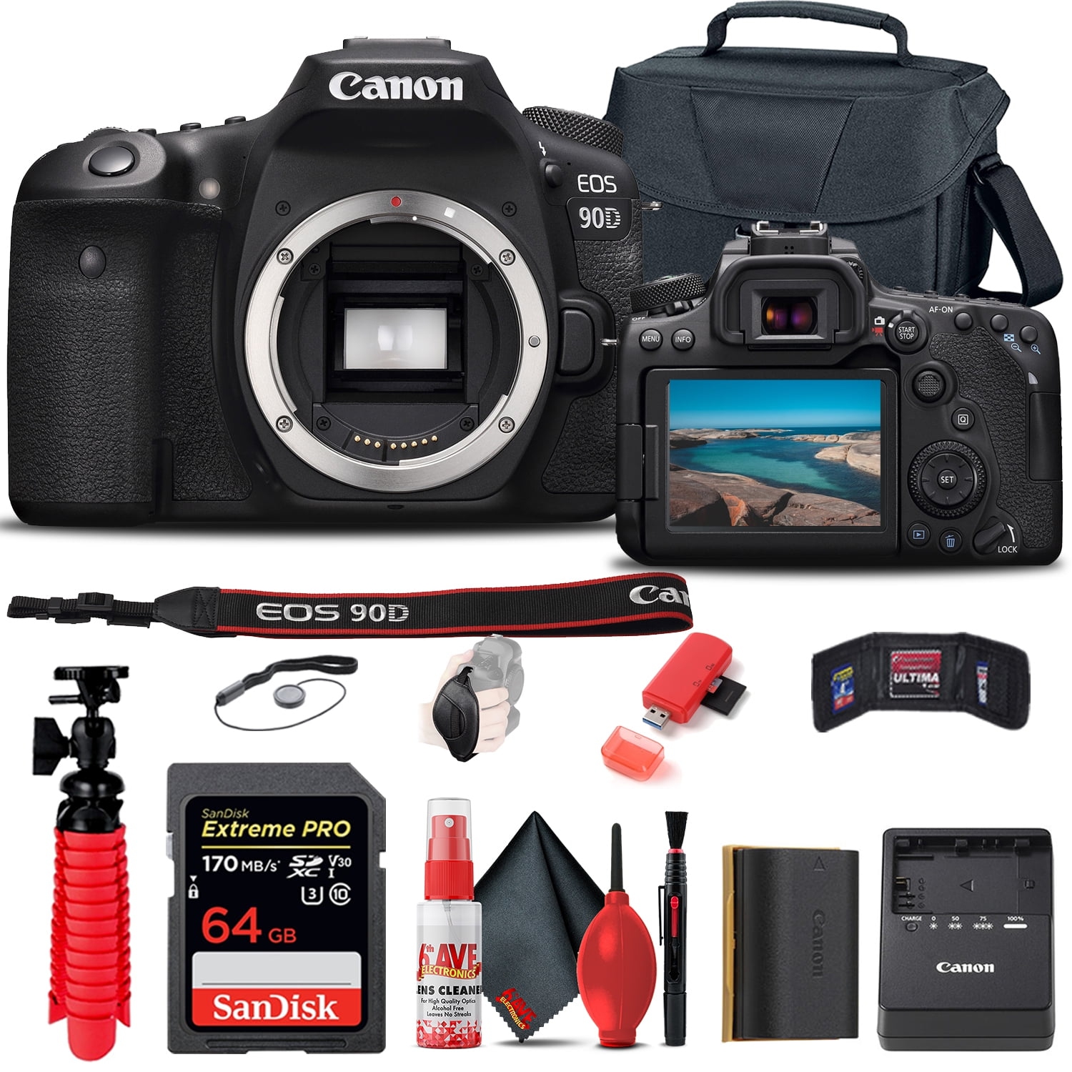 Canon EOS 90D DSLR Camera (3616C002) Basic Bundle (International Version)