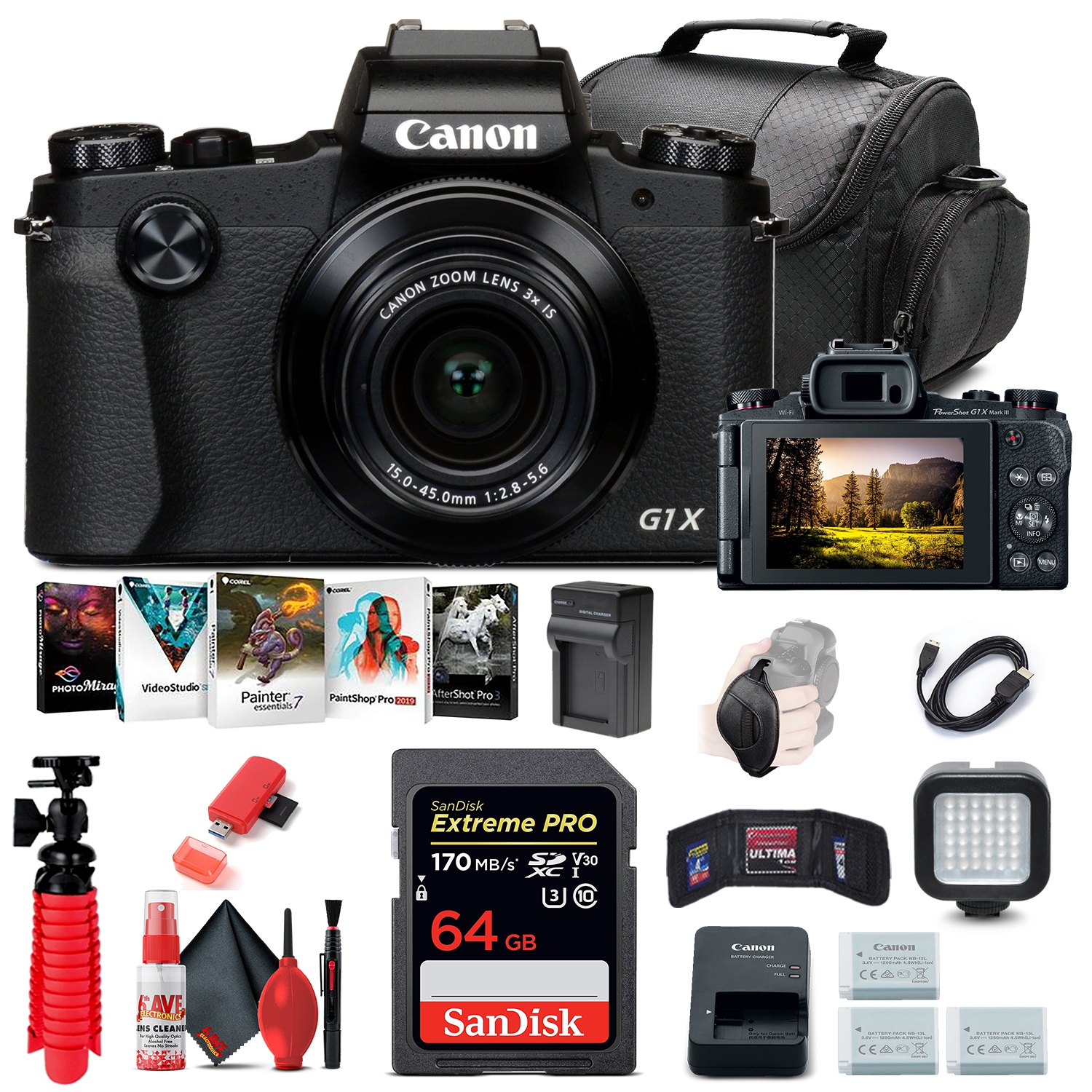 【美品・付属品完備】Canon PowerShot G1 X Canon PowerShot G1 X Mark III Digital Camera (2208C001) with 64GB