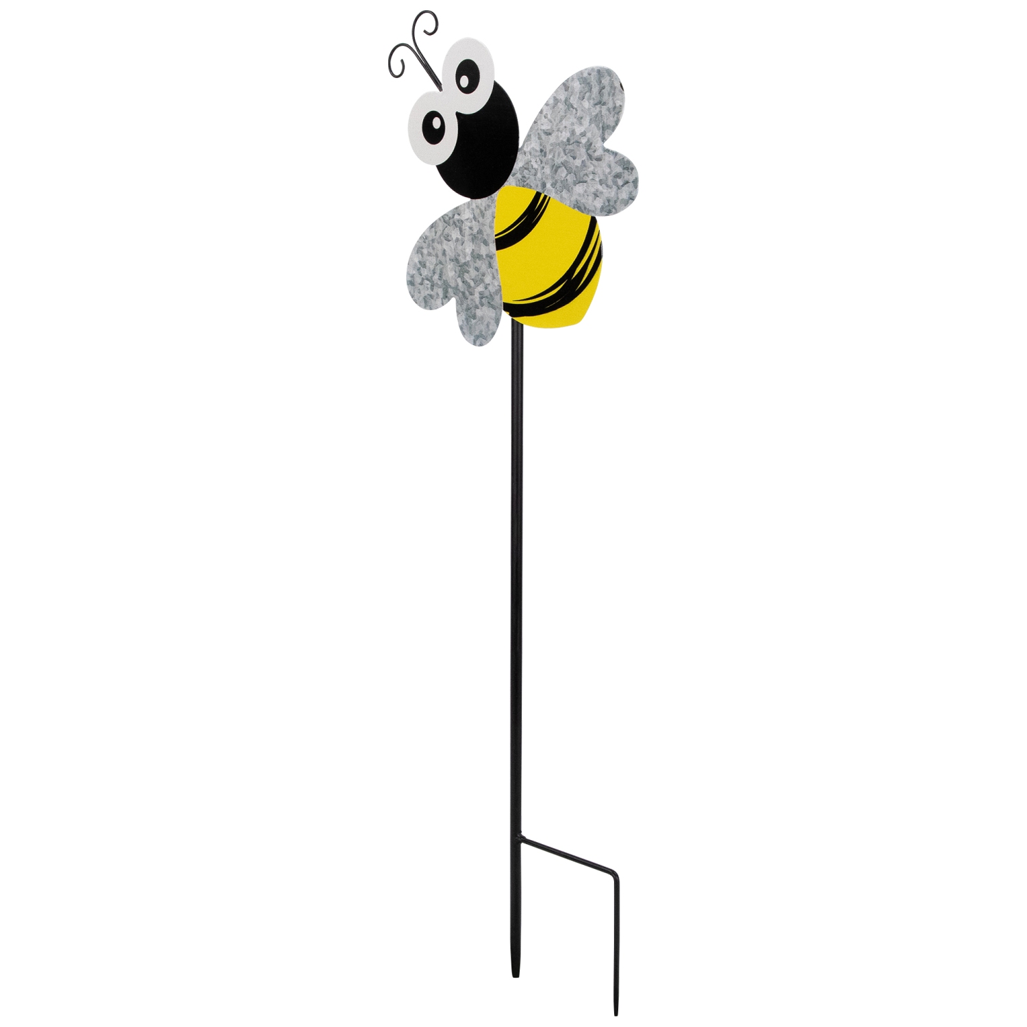 Bee Metal Outdoor Garden Stake - 23" - Black and Yellow