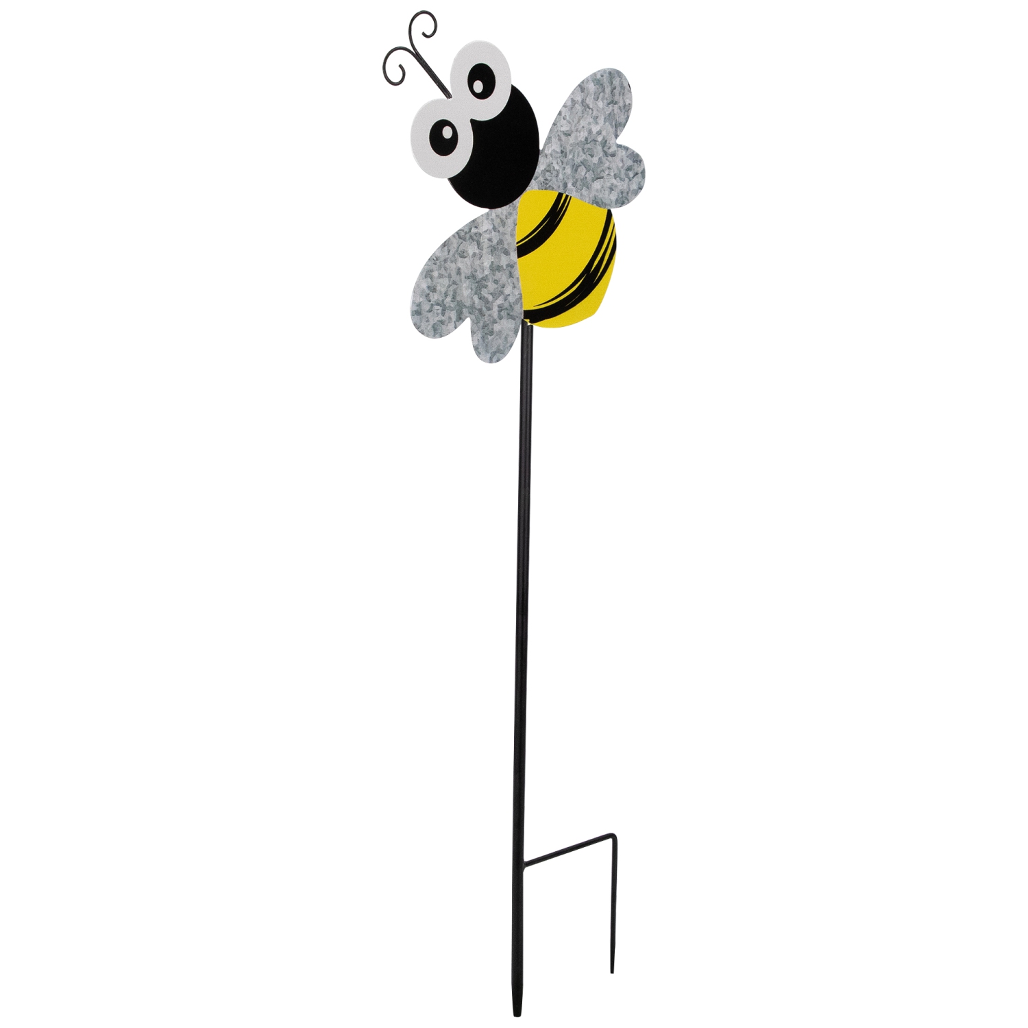 Bee Metal Outdoor Garden Stake - 23" - Black and Yellow