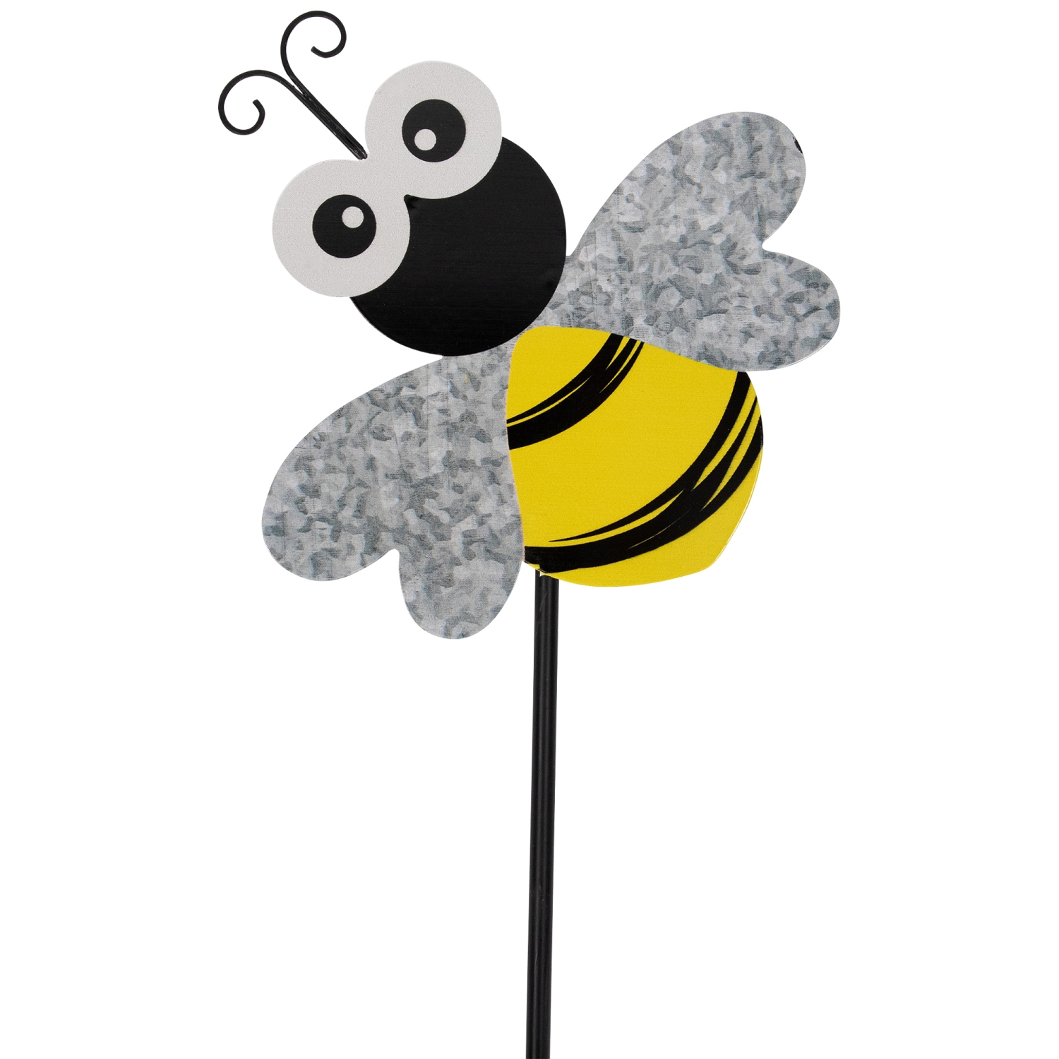 Bee Metal Outdoor Garden Stake - 23" - Black and Yellow