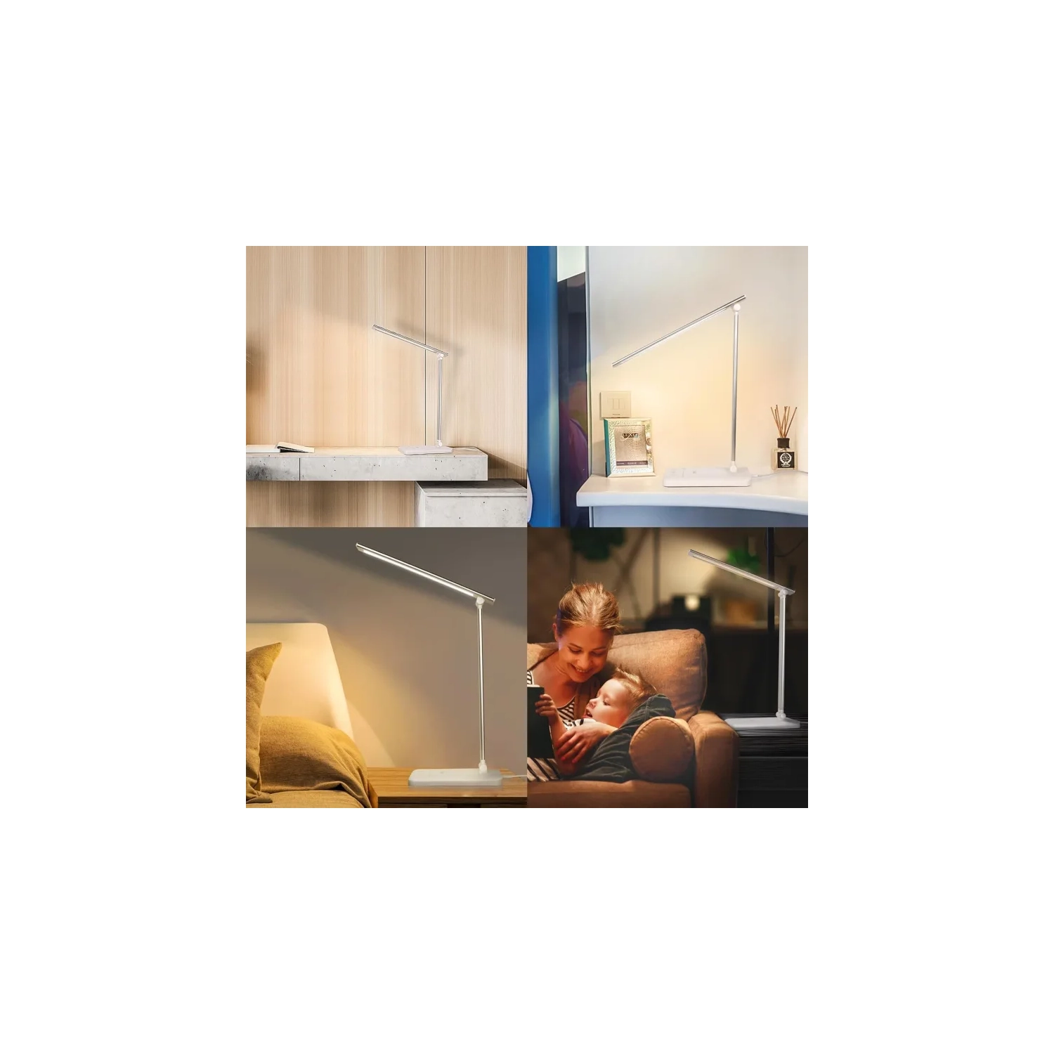 Lampe de bureau à DEL, à intensité réglable avec 5 modes d'éclairage et niveaux de luminosité, minuterie de 45 minutes, commandes tactiles