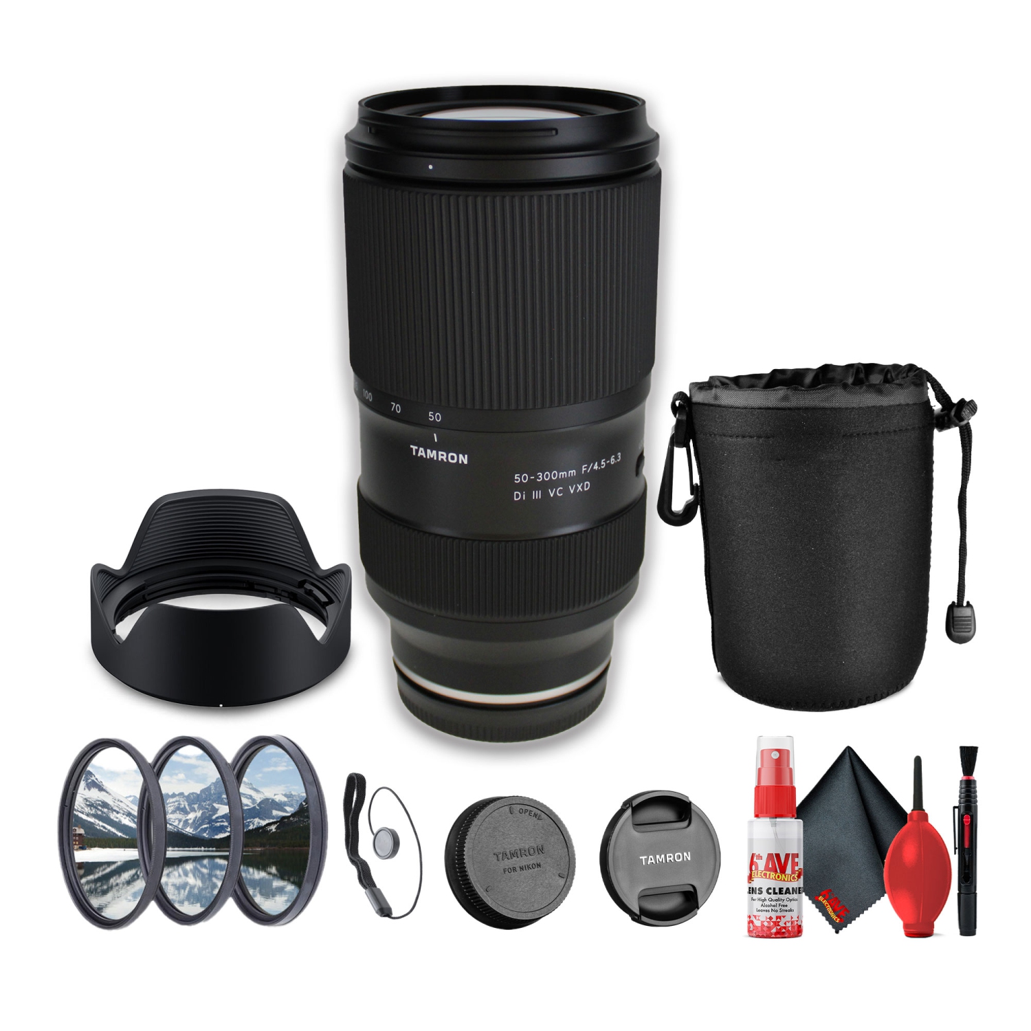 Tamron 50-300mm f/4.5-6.3 Di III VC VXD Lens For Mirrorless Cameras Bundle (International Version)