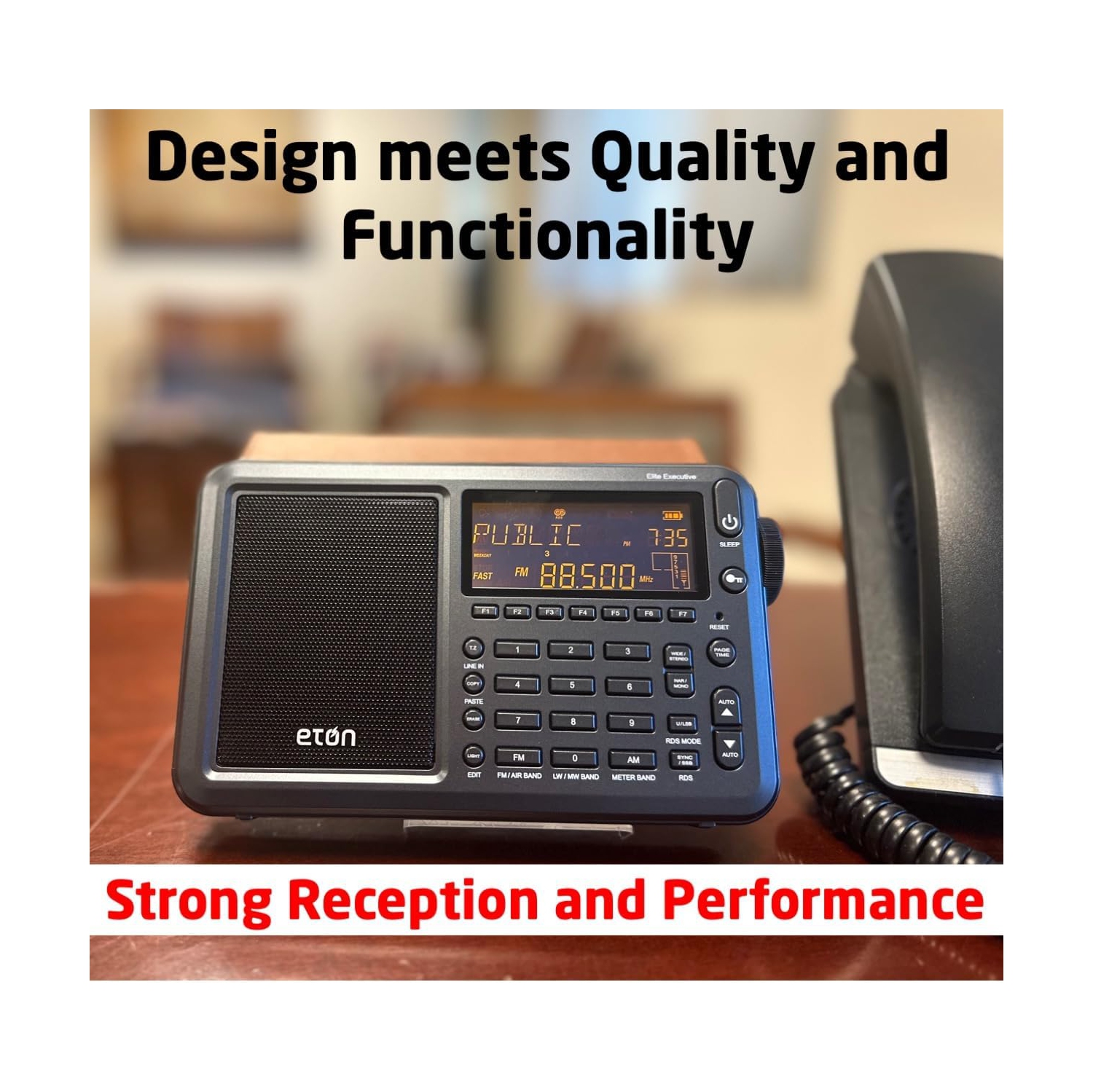 Eton Elite Executive AM/FM/Aircraft Band/SSB/Shortwave Radio with RDS & Custom Leather Carry Cover -Open Box