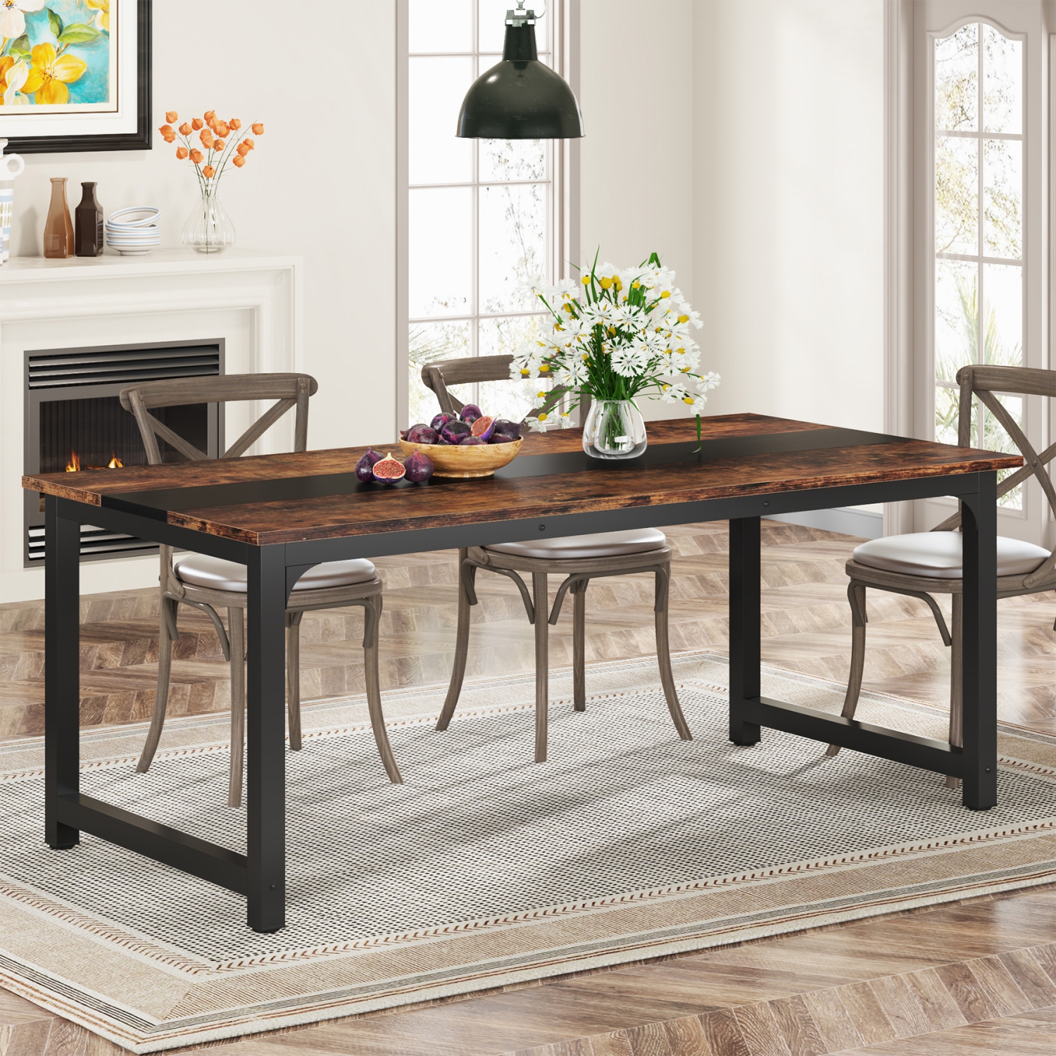 Tribesigns 70.87" Industrial Dining Table, Rectangular Kitchen Table for 6-8 People