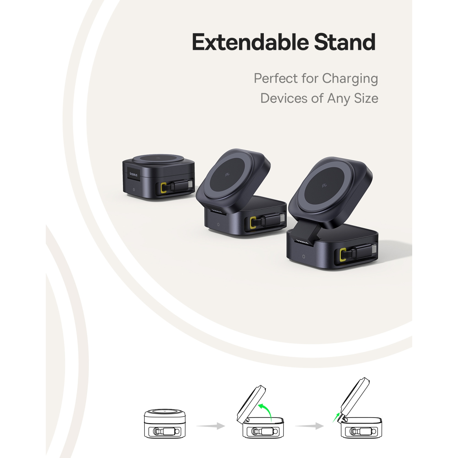 Station de chargement pliable avec chargeur sans fil 67&nbsp;W 2-en-1 de Baseus avec MagSafe pour iPhone 16