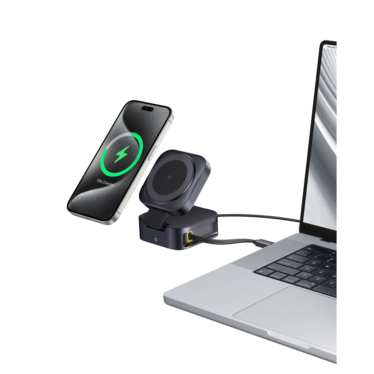 Station de chargement pliable avec chargeur sans fil 67&nbsp;W 2-en-1 de Baseus avec MagSafe pour iPhone 16