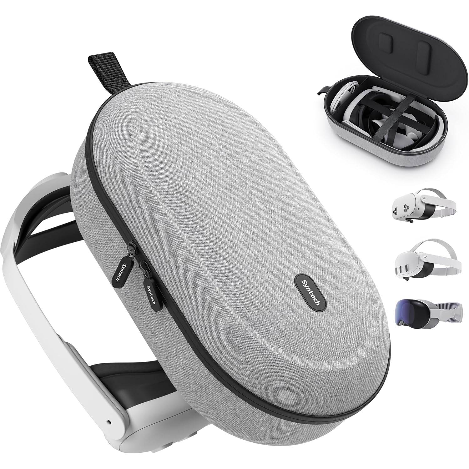 Hard Carrying Case works with Meta Quest 3S/Quest 3/Oculus Quest 2/VP/Pico 4 Fits VR Headset, Elite Strap, Touch Controllers, Ultra-Sleek Gray Design, Perfect for Travel Storage