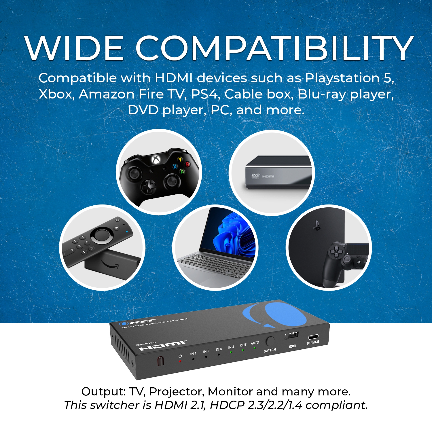 Commutateur HDMI 8K 4x1 avec entrée USB-C