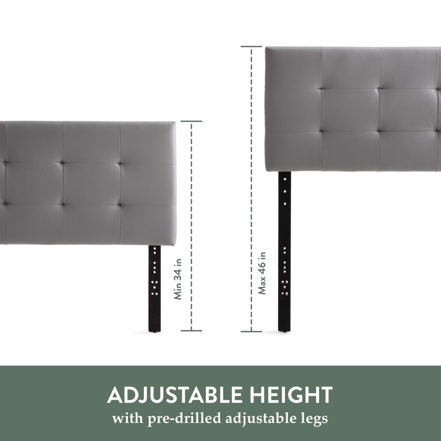 Edenbrook – Tête de lit plateforme Hawthorne en similicuir, grand lit, noir