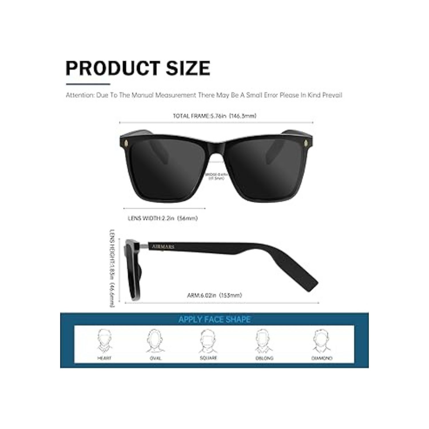 AIRMARS Smart Glasses for Men, Bluetooth Sunglasses for Men with Outdoor UV Protection/Bluetooth Glasses for Men with Speaker/Smart Sunglasses