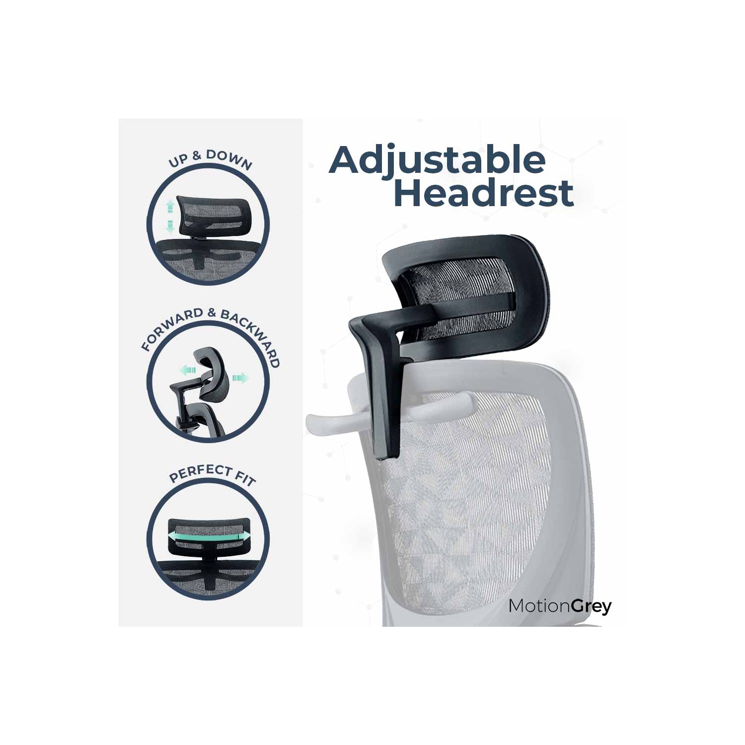 Fauteuil de bureau ergonomique MotionGrey de SpaceMesh, accoudoirs réglables, dossier haut filet, chaise d'ordinateur pour les bureaux de jeu et de