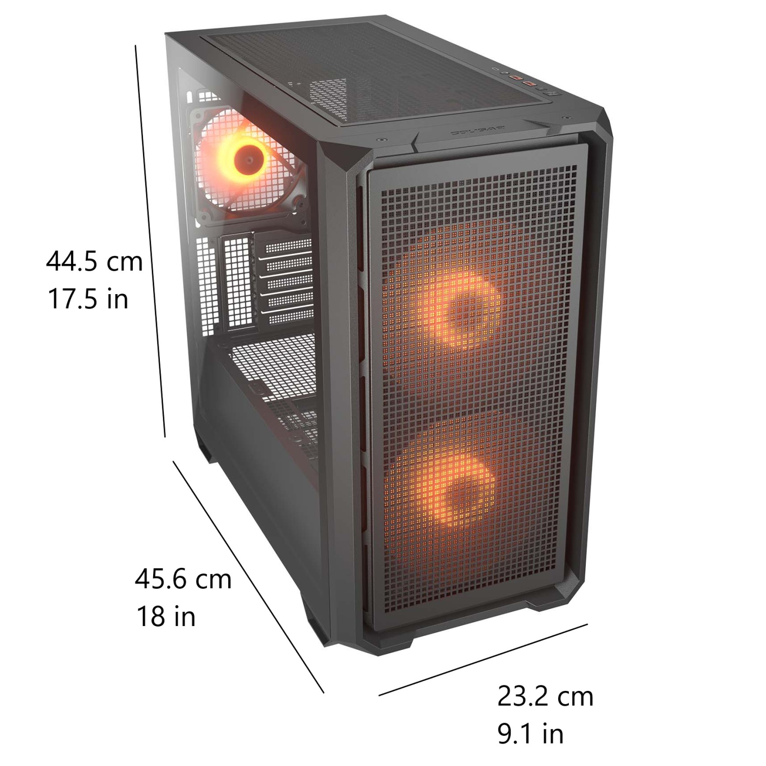 Cougar MX600 RGB Mini ATX Computer Case, Tempered Glass Side Panel, 2 x 160mm / 1 x 120mm ARGB Fans Pre-Installed, Black