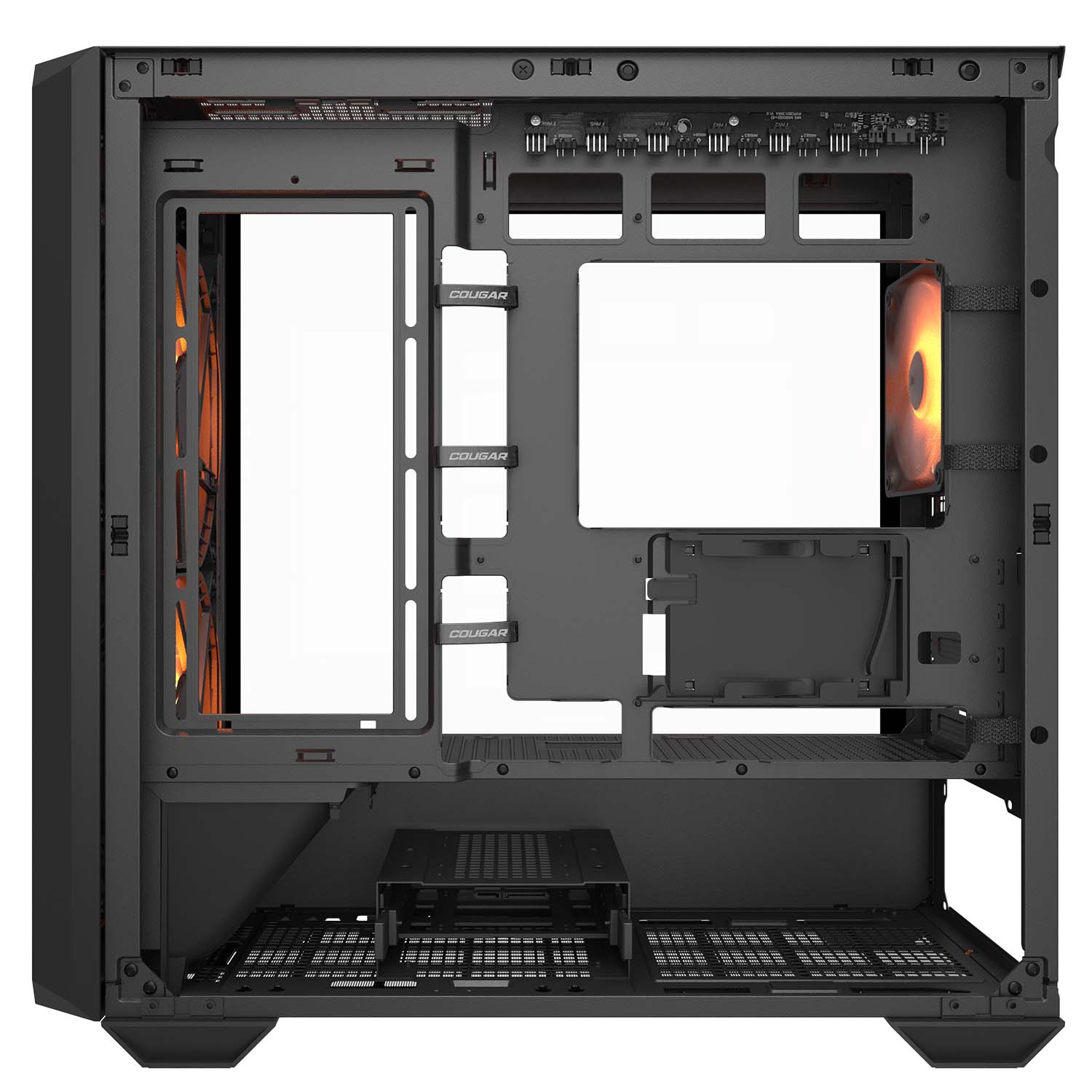Cougar MX600 RGB Mini ATX Computer Case, Tempered Glass Side Panel, 2 x 160mm / 1 x 120mm ARGB Fans Pre-Installed, Black