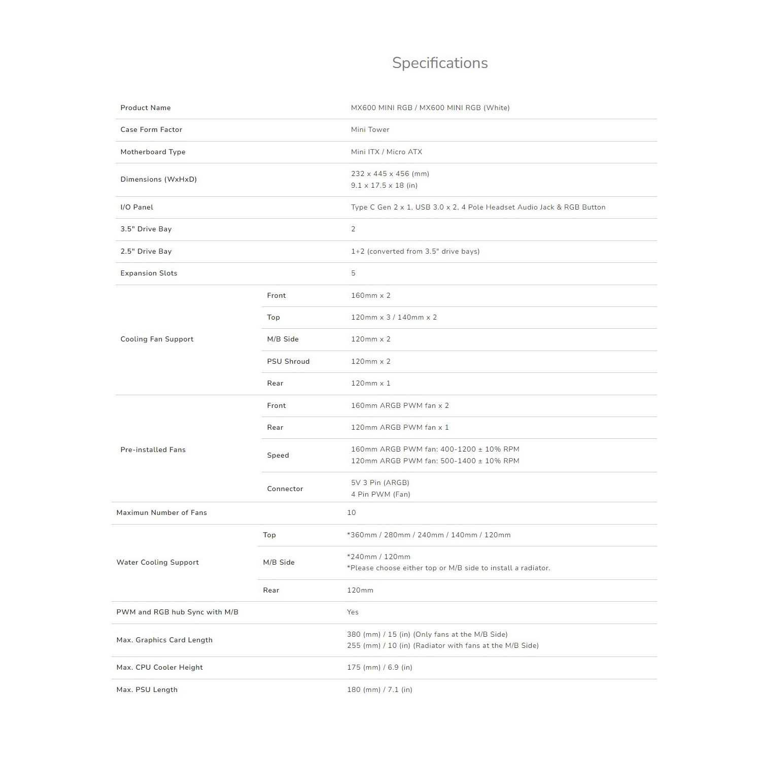Cougar MX600 RGB Mini ATX Computer Case, Tempered Glass Side Panel, 2 x 160mm / 1 x 120mm ARGB Fans Pre-Installed, Black