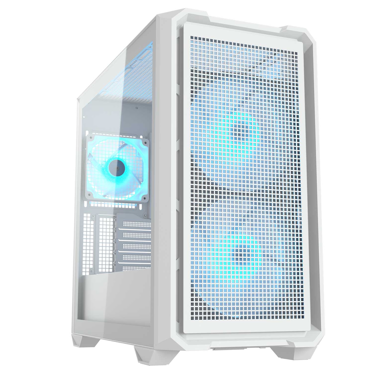 Cougar MX600 RGB Mini ATX Computer Case, Tempered Glass Side Panel, 2 x 160mm / 1 x 120mm ARGB Fans Pre-Installed, White