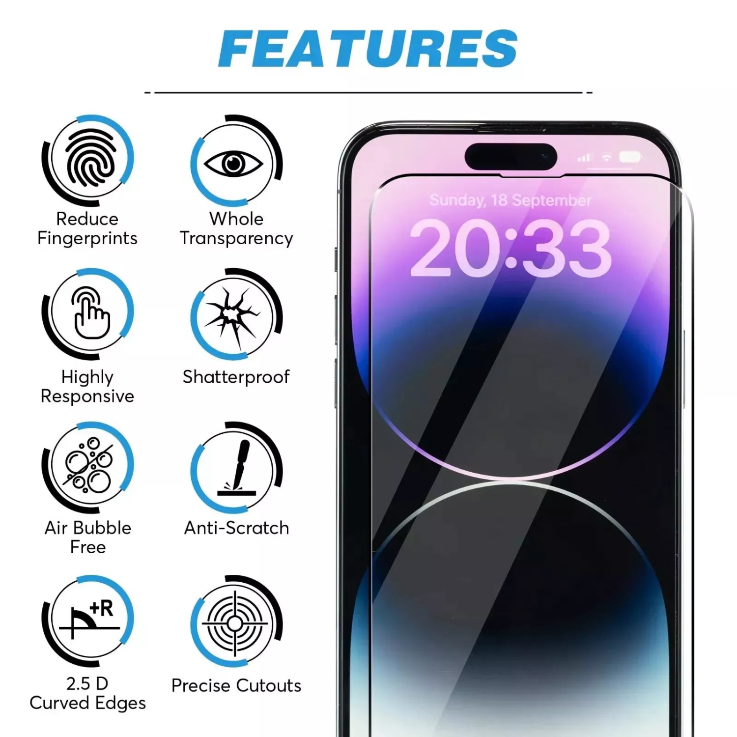 [2 paquets] Protecteur d'écran en verre trempé à couverture complète pour iPhone 15/16, étui et sans bulles