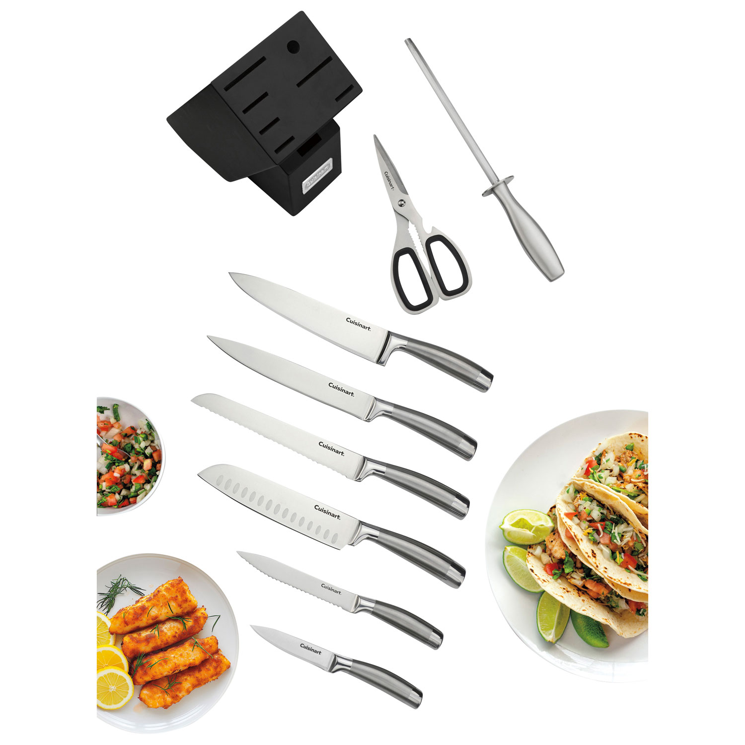 Cuisinart German Steel V-Edge 9-Piece Knife Block Set - Stainless Steel/Wood