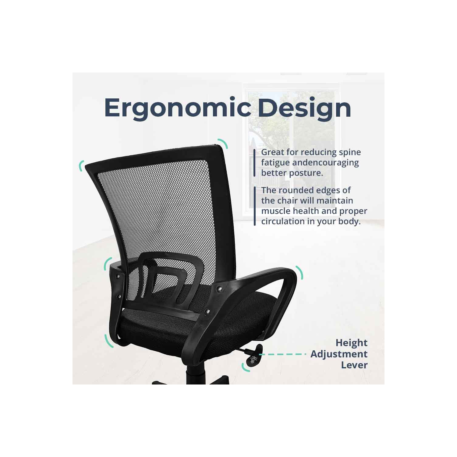 MotionGrey MC1 Ergonomic Breathable Mesh High Office Chair - Comfortable Computer Task Desk Chairs for Home Gaming and Executive Commercial Office -