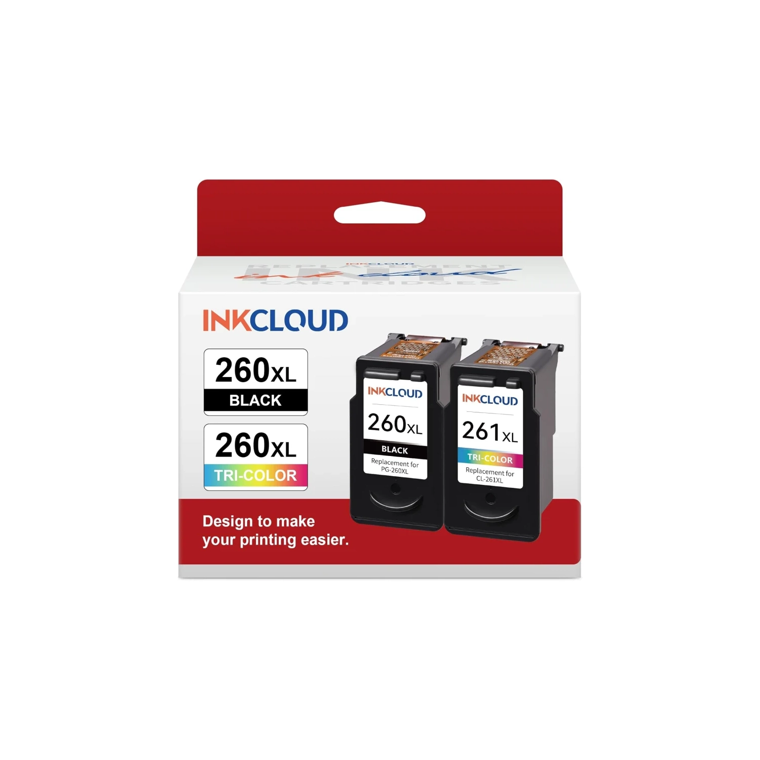 Compatible Canon PG-260XL CL-261XL Ink Cartridges - Combo Pack for TS5320, TS6420, TR7020 Printers