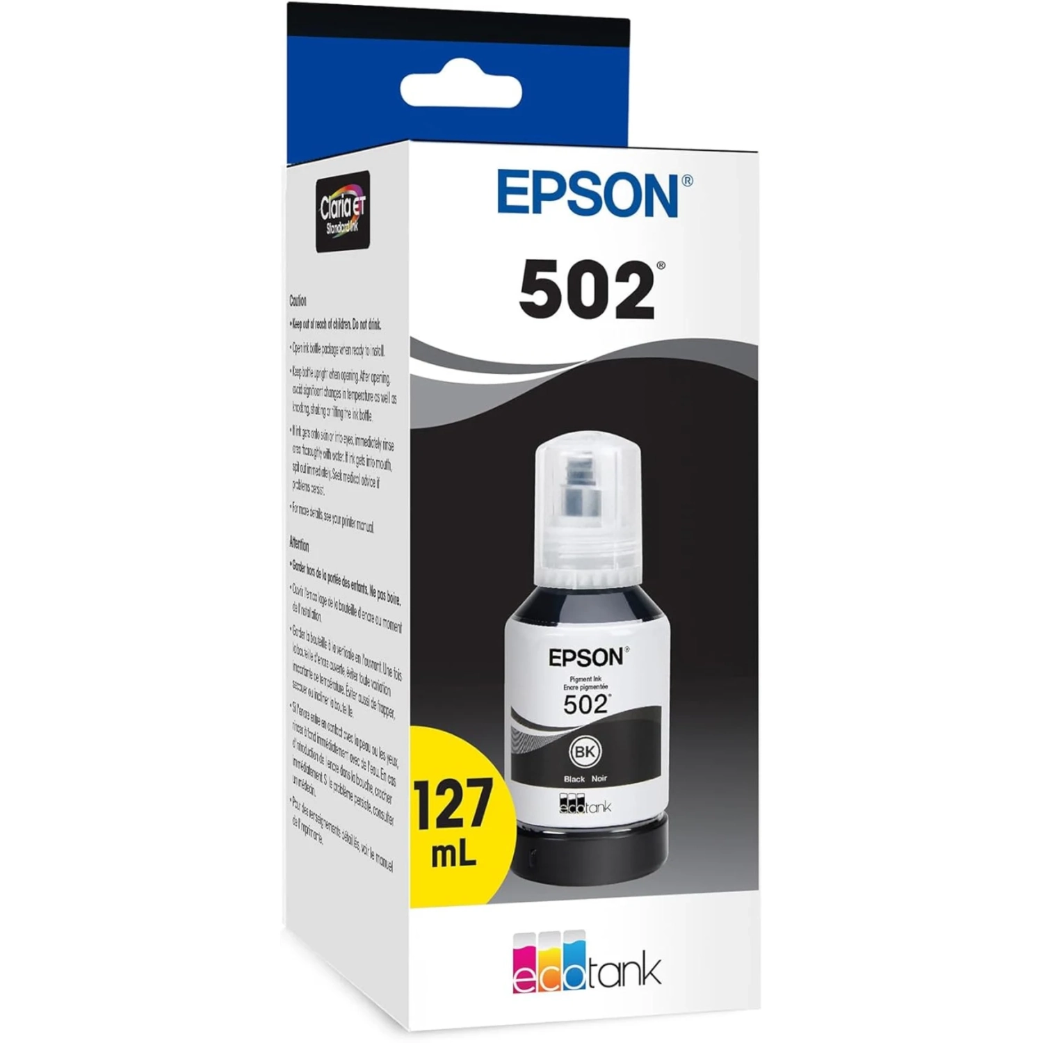 Bouteille d'encre noire EcoTank 502 d'Epson - Arrêt automatique, paquet de 1