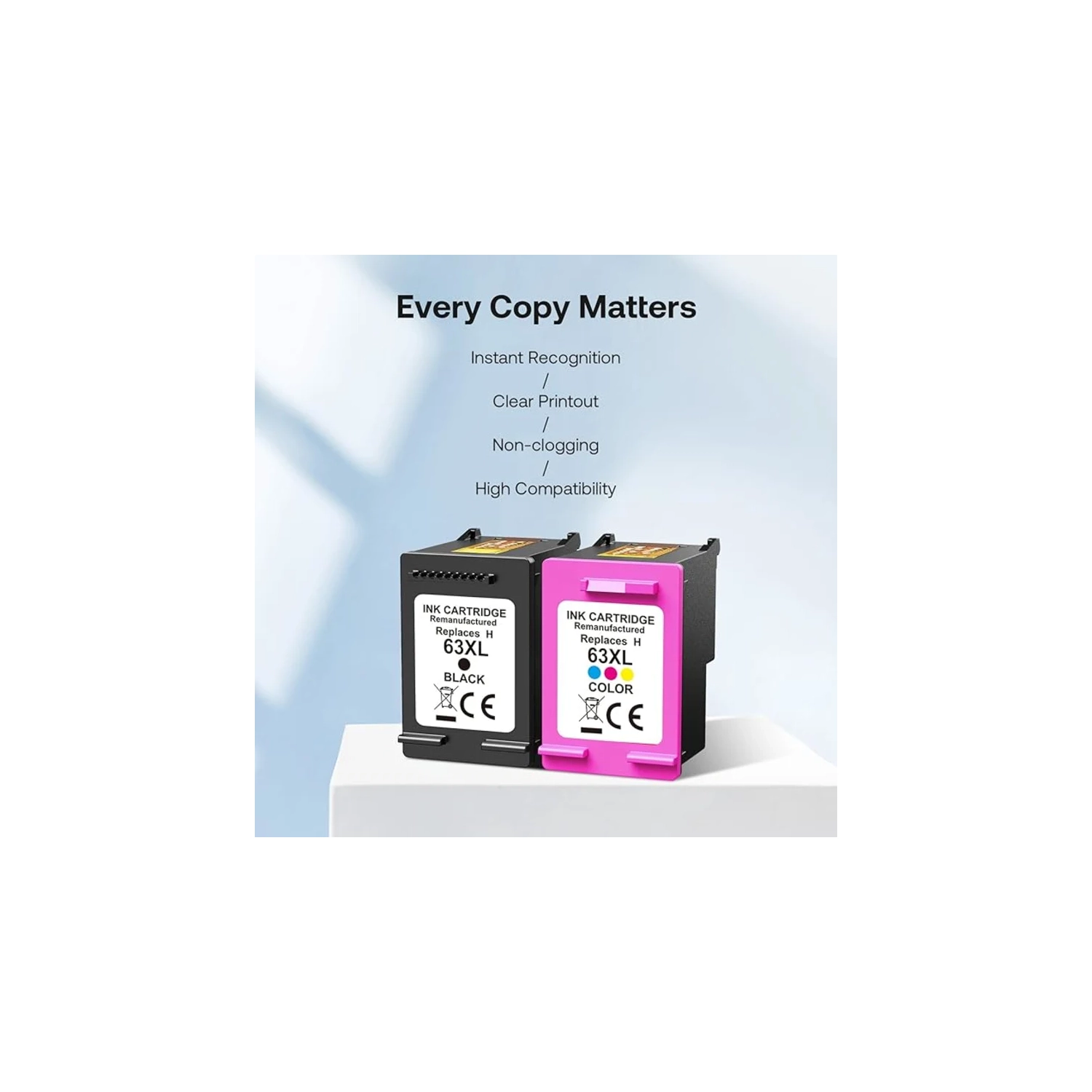 63XL Ink Cartridges Replacement for HP 63 - Remanufactured for DeskJet 3630, Envy 4520, OfficeJet 3830, 4650