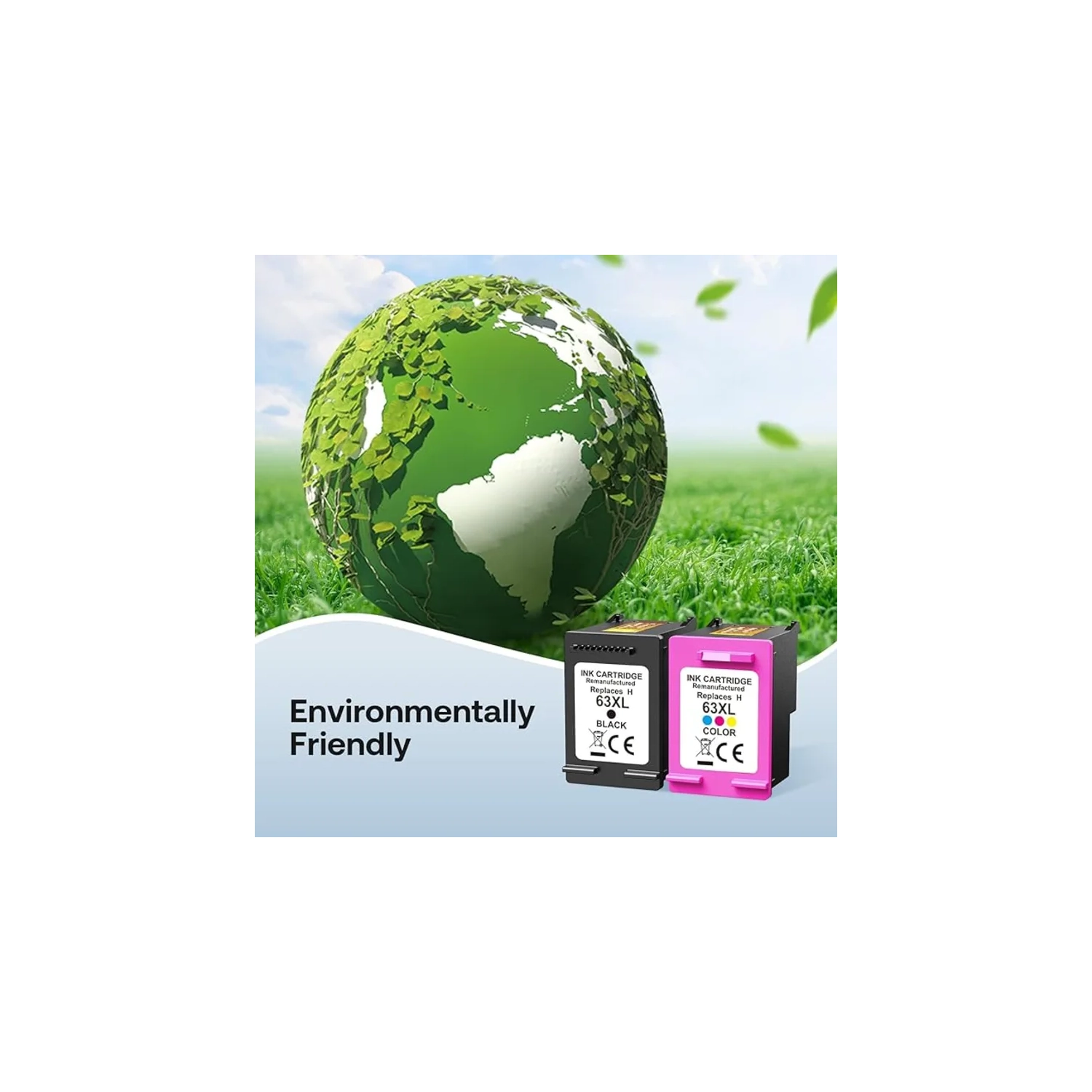 63XL Ink Cartridges Replacement for HP 63 - Remanufactured for DeskJet 3630, Envy 4520, OfficeJet 3830, 4650