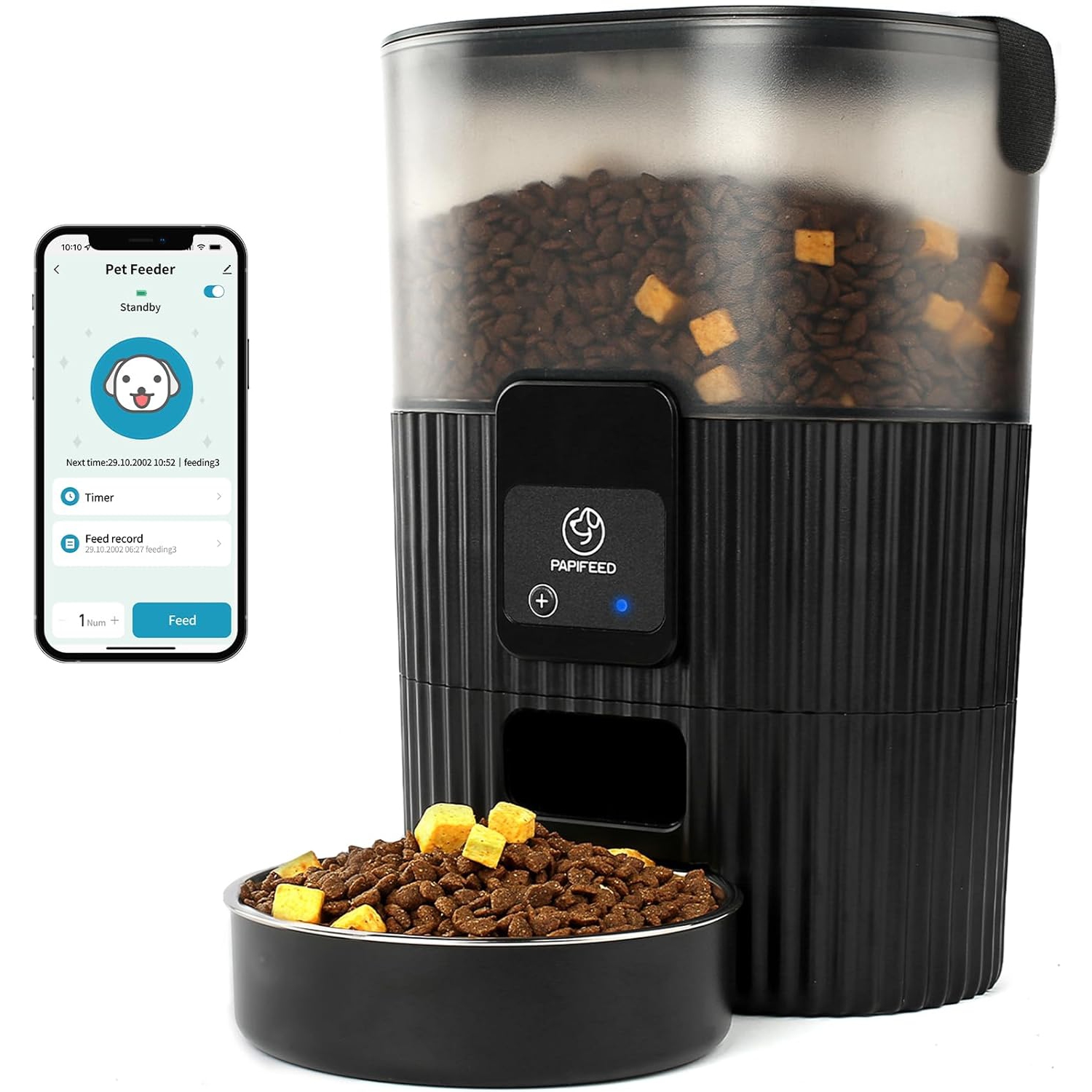 Distributeurs automatiques intelligents pour chats de PAPIFEED&nbsp;: Gamelle Wi-Fi pour animaux de compagnie avec commande PAR APPLICATION pour