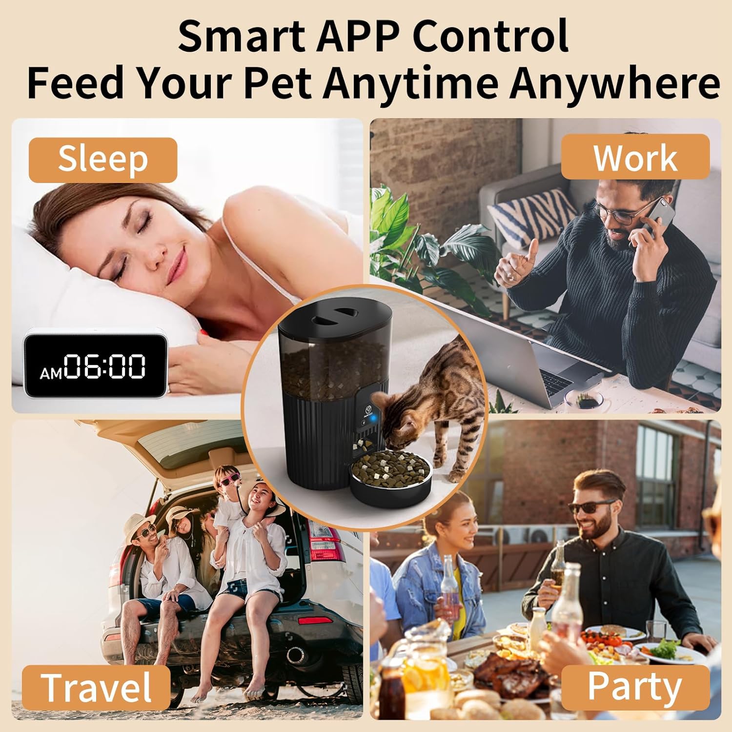 Distributeurs automatiques intelligents pour chats de PAPIFEED&nbsp;: Gamelle Wi-Fi pour animaux de compagnie avec commande PAR APPLICATION pour