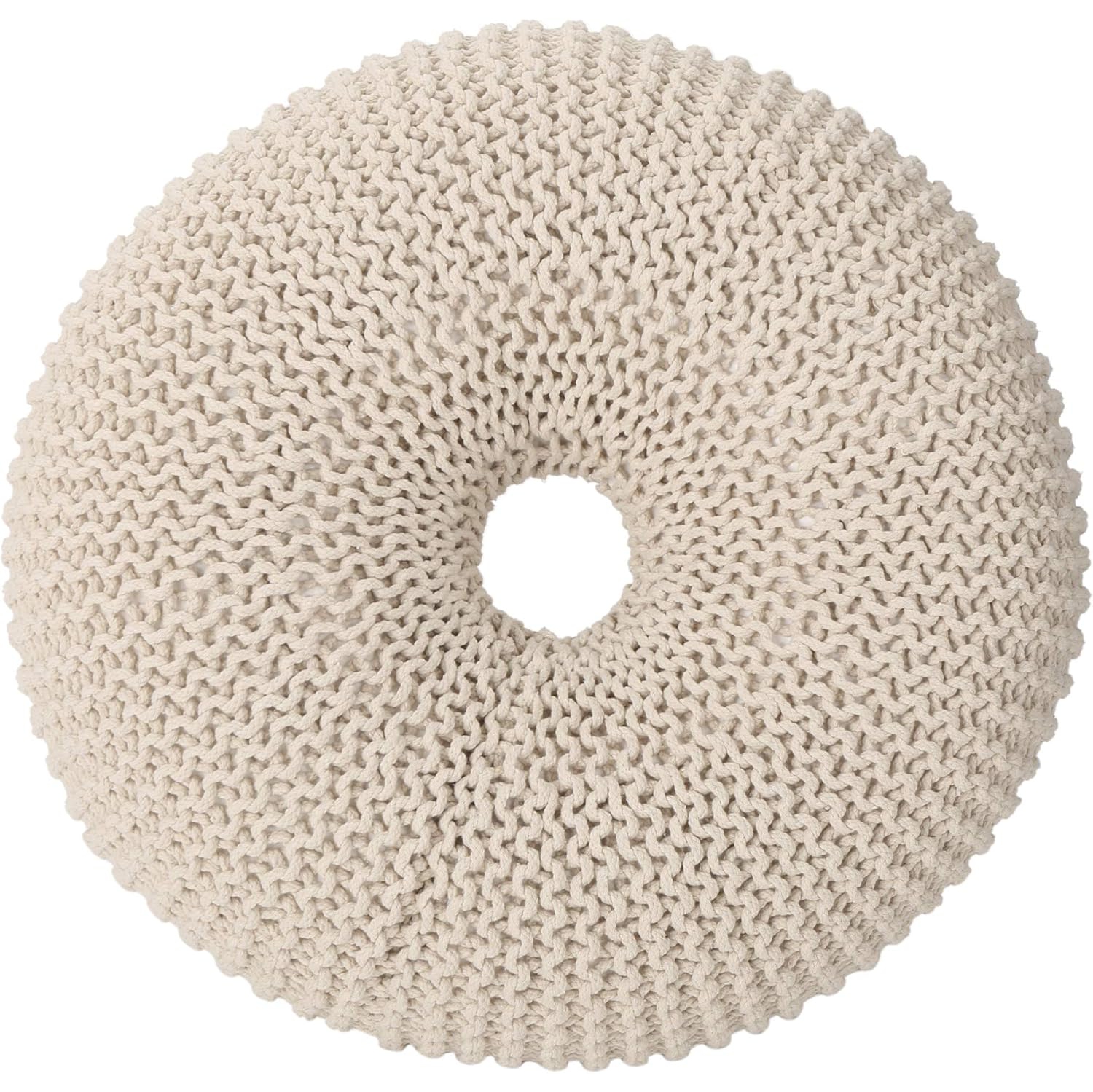 Large Pouf Ottoman,Hand Knitted Bean Bag,Pouf Cover Foot Stool,Cable Poof Accent Beanbag Chair Footrest for Living Room Bedroom,Apartment,Lounge or