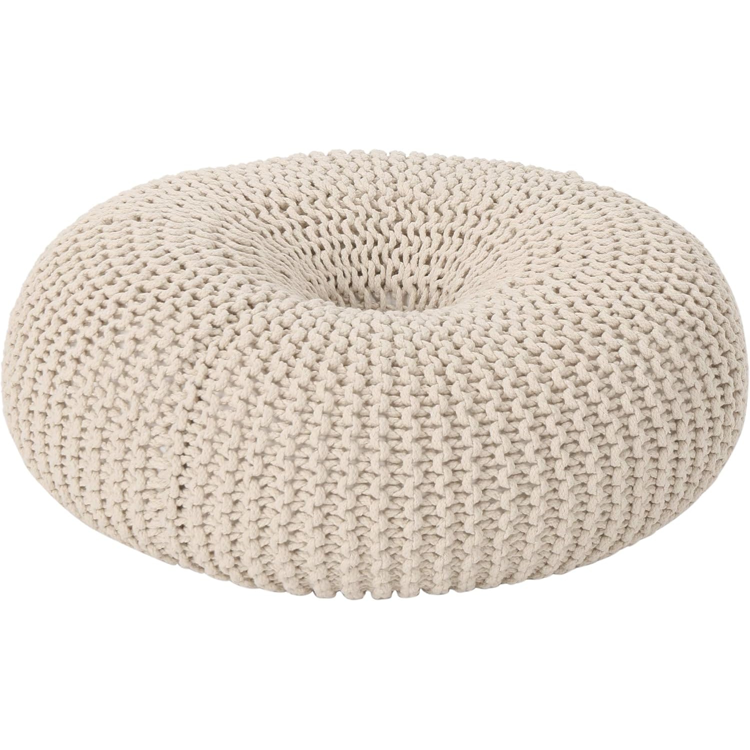 Large Pouf Ottoman,Hand Knitted Bean Bag,Pouf Cover Foot Stool,Cable Poof Accent Beanbag Chair Footrest for Living Room Bedroom,Apartment,Lounge or