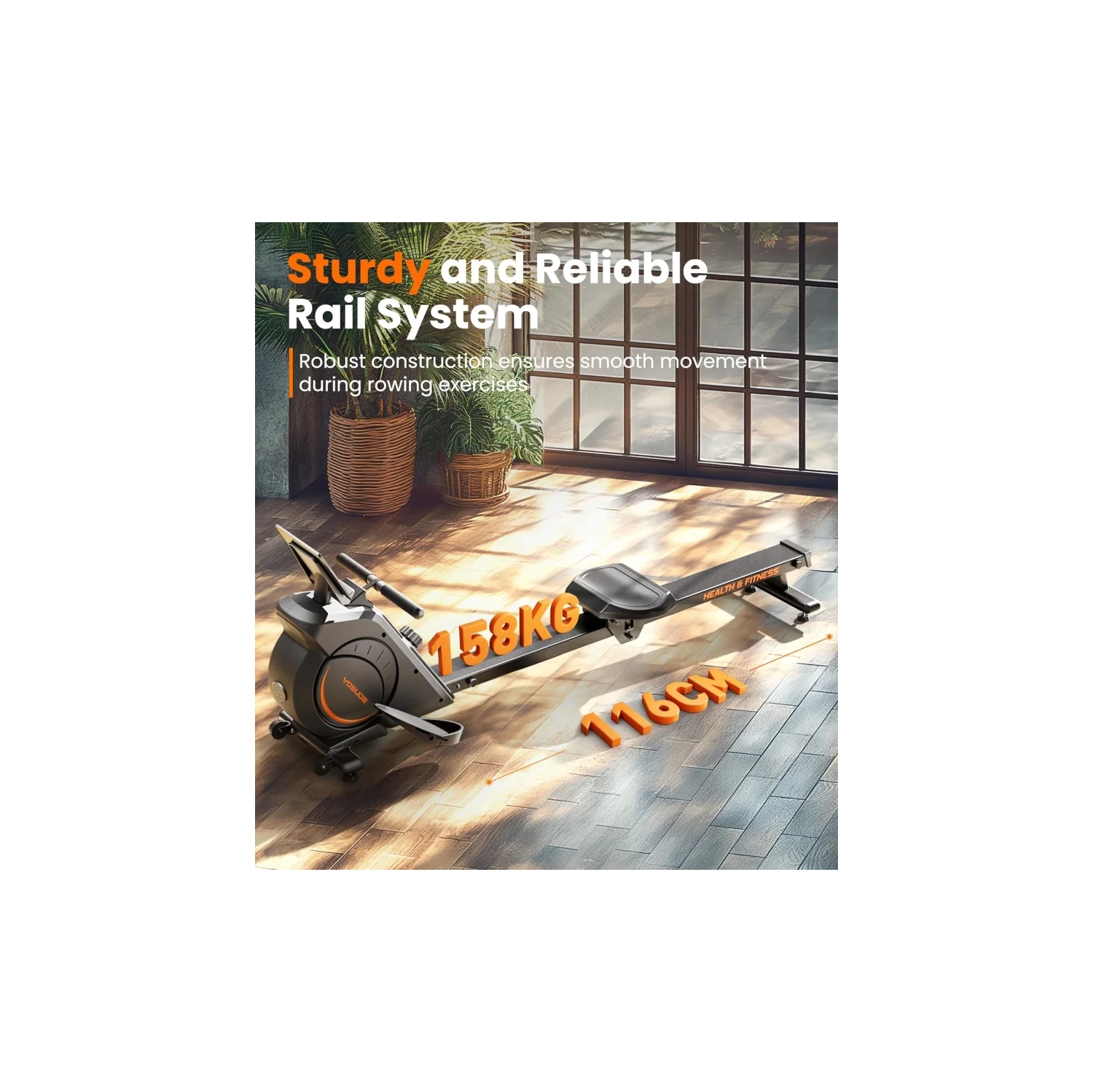 Rameur magnétique – Capacité de 350 lb, rameur à domicile avec moniteur ACL et support pour tablette