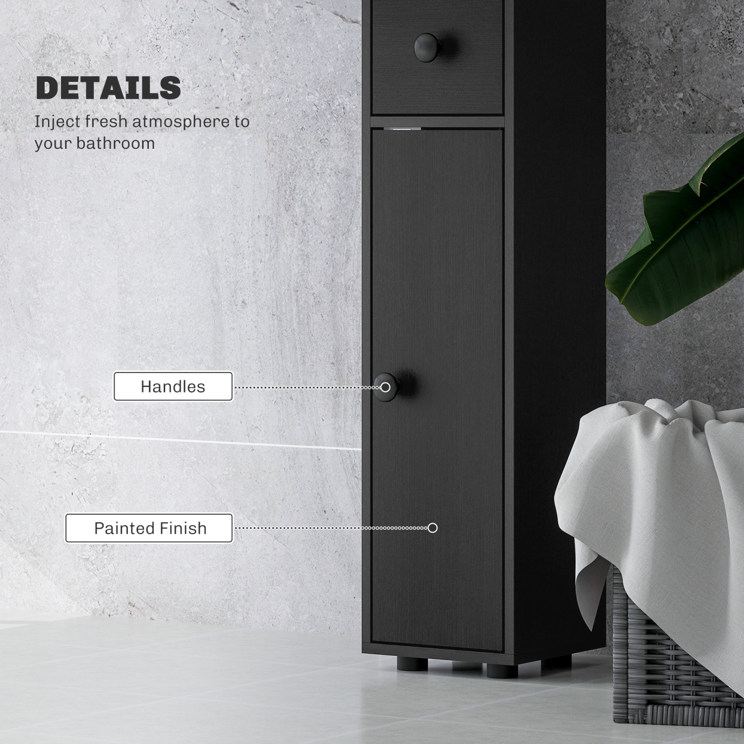 kleankin 71" Tall Bathroom Storage Cabinet, Narrow Bathroom Cabinet with Open Shelves, 2 Door Cabinets, Adjustable Shelves, for Kitchen, Hallway,