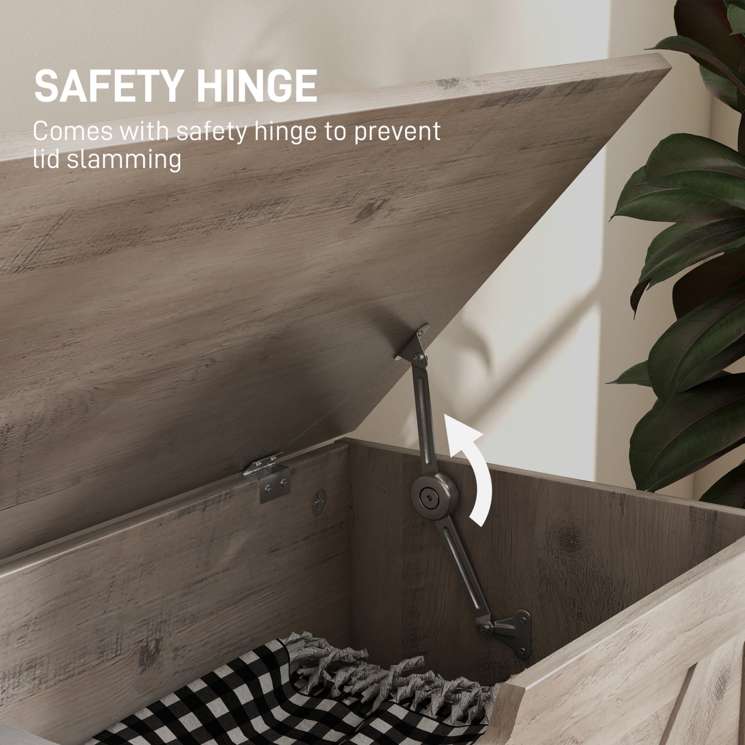 HOMCOM Storage Chest, Storage Bench with 2 Safety Hinges and U-shaped Cut-out Pull for Living Room, Entryway, 39.4" x 15.7" x 17.7", Supports 300