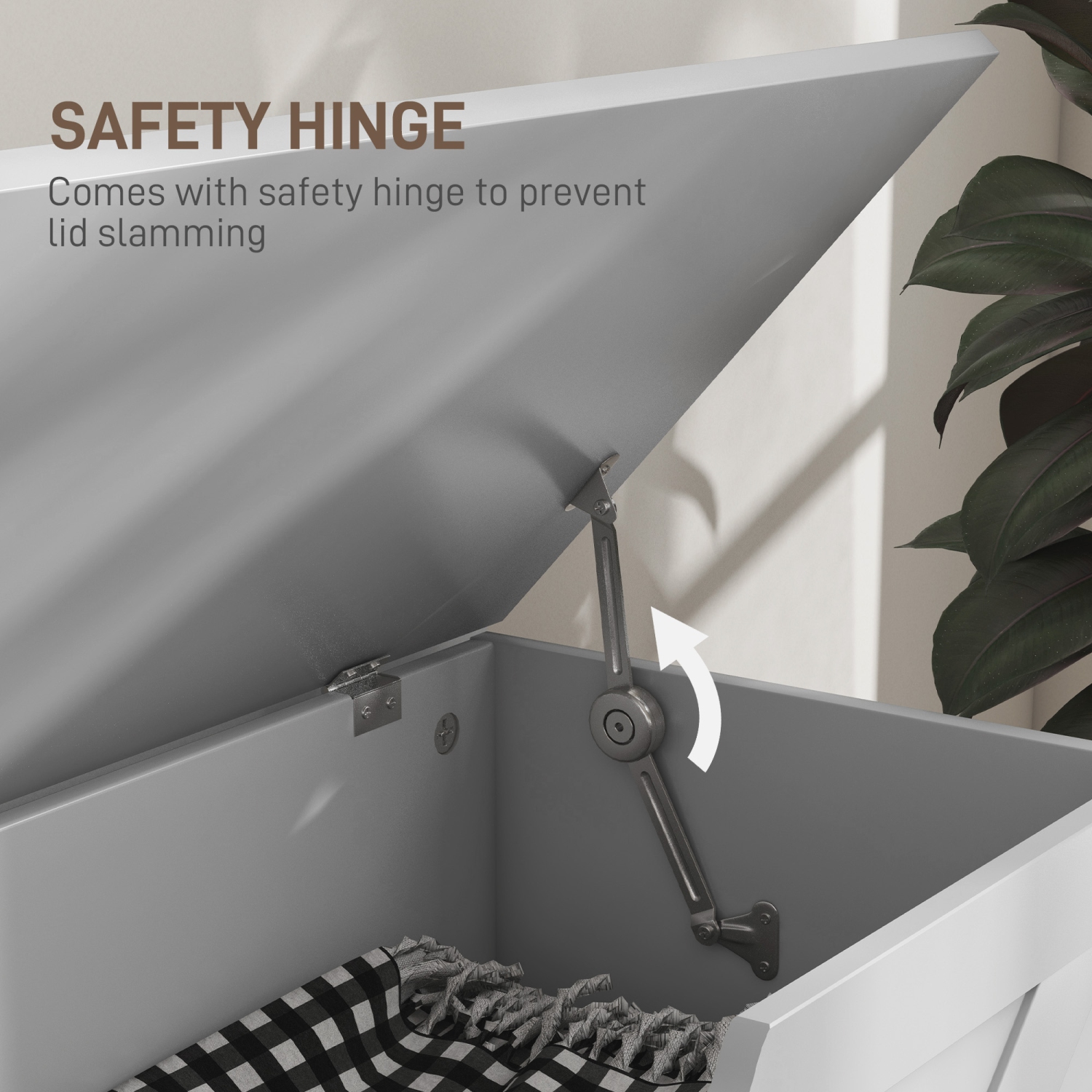 Hoocom – Coffre de rangement, banc de rangement avec 2 charnières de sécurité et découpe en U pour le salon, l'entrée, 39,4&nbsp;po x 15,7&nbsp;po et