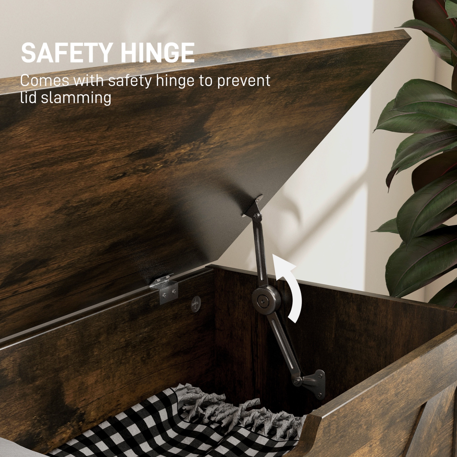 HOMCOM Storage Chest, Storage Bench with 2 Safety Hinges and U-shaped Cut-out Pull for Living Room, Entryway, 39.4" x 15.7" x 17.7", Supports 300