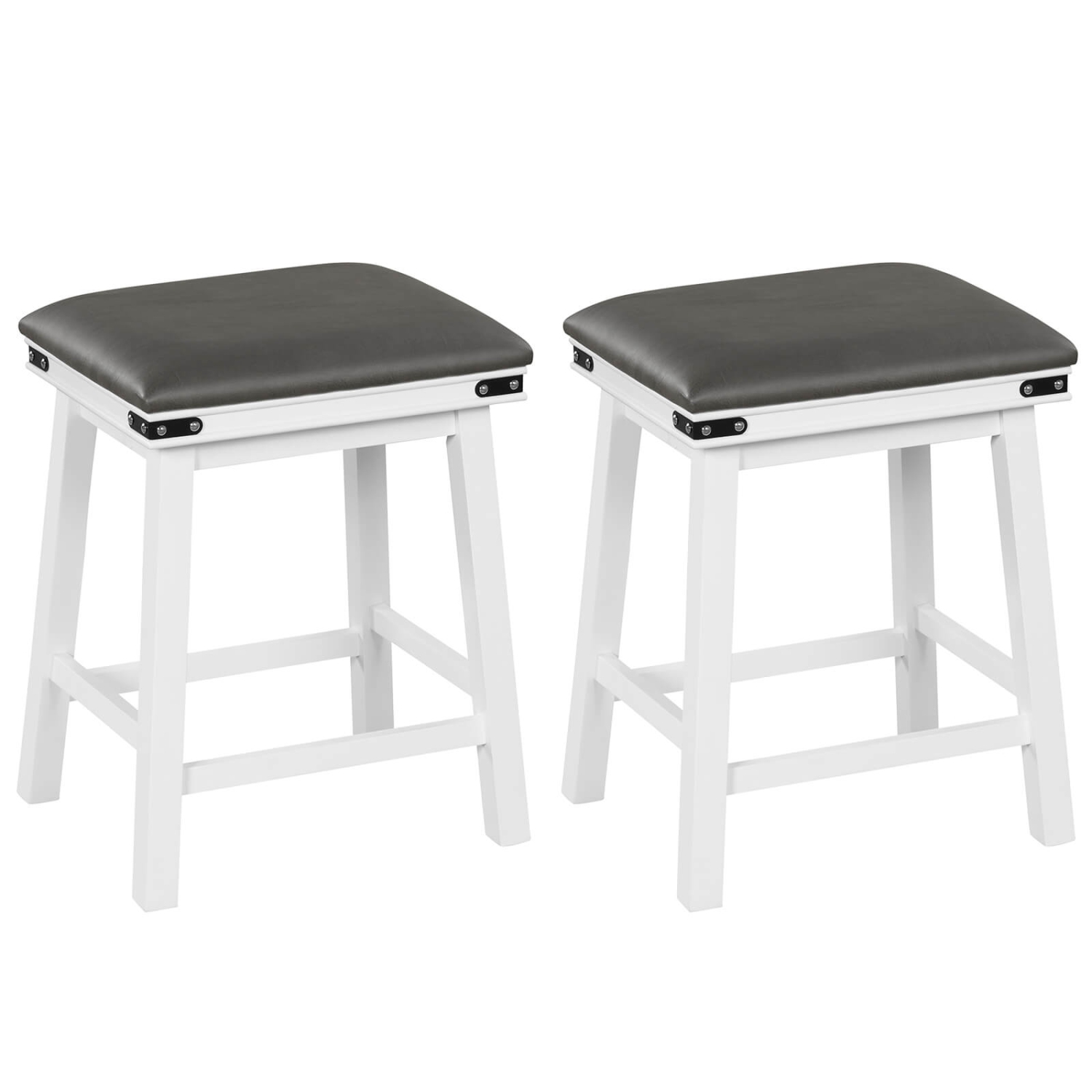 Costway 24" Dining Bar Stool Set of 2 Counter Height Padded Seat Wood Frame Kitchen