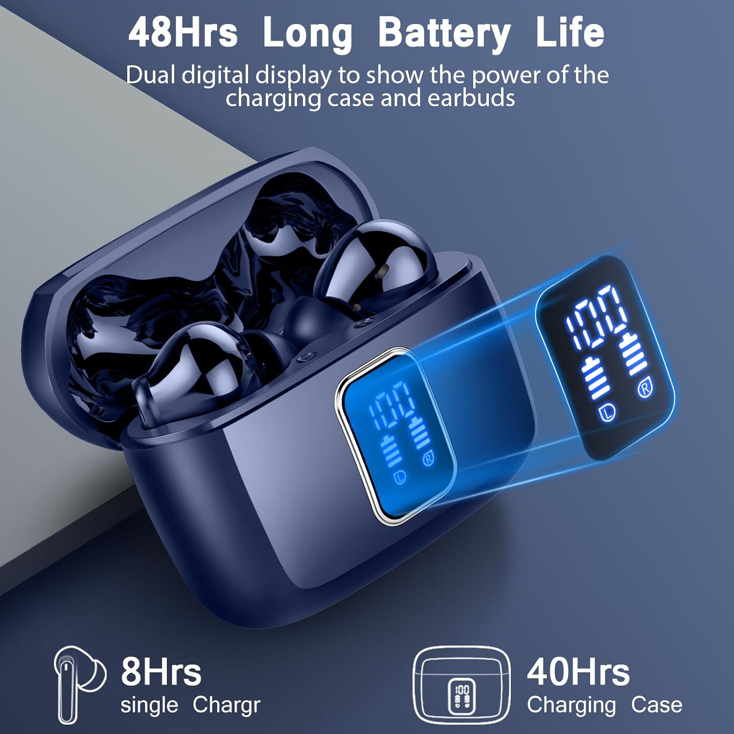 Wireless Earbuds, Bluetooth Ear Buds 5.3 Mini HiFi Stereo with 4 ENC Noise Cancelling Mics, IP7 Waterproof in Ear Earphones, for Sports Bluetooth