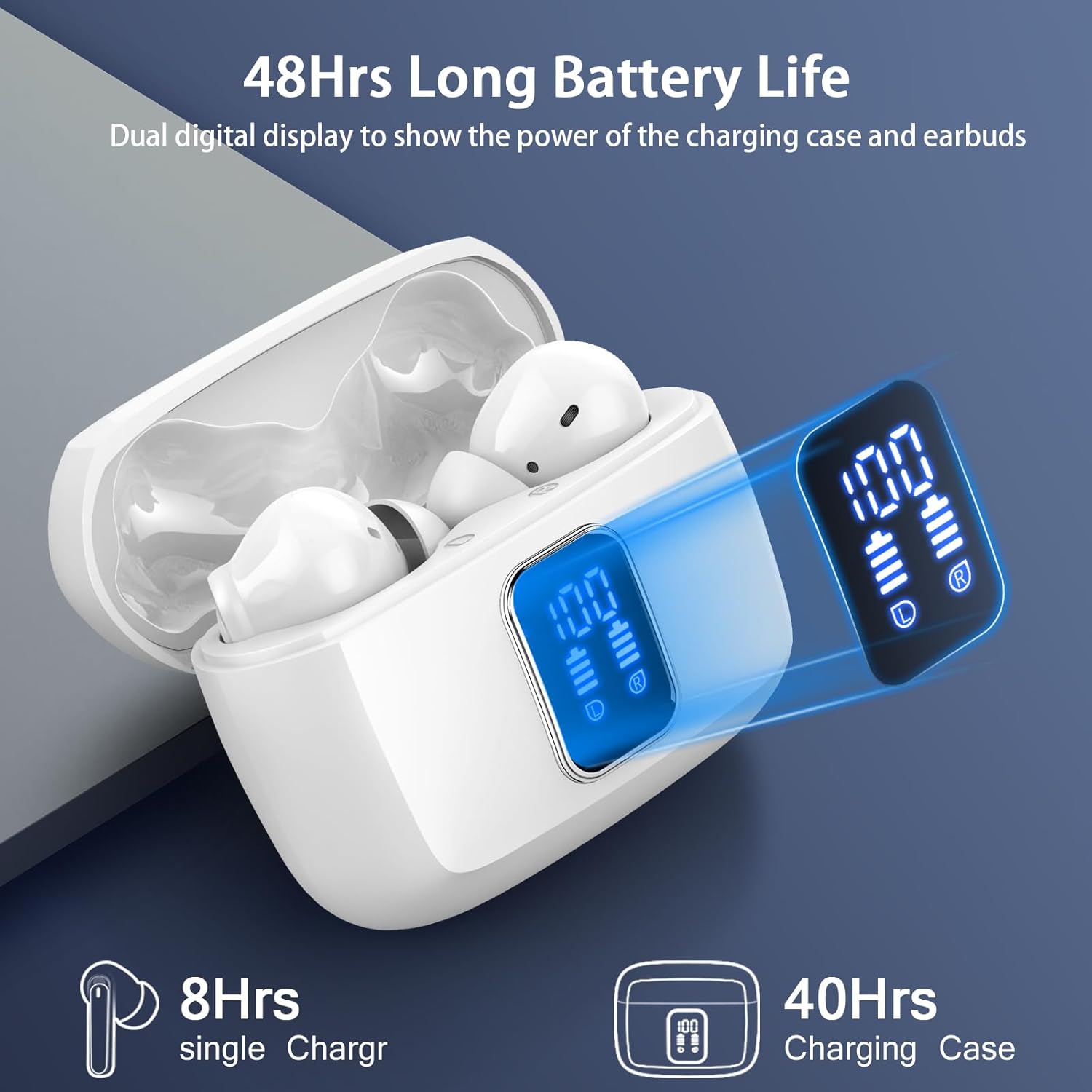 Wireless Earbuds, Bluetooth Ear Buds 5.3 Mini HiFi Stereo with 4 ENC Noise Cancelling Mics, IP7 Waterproof in Ear Earphones, for Sports Bluetooth