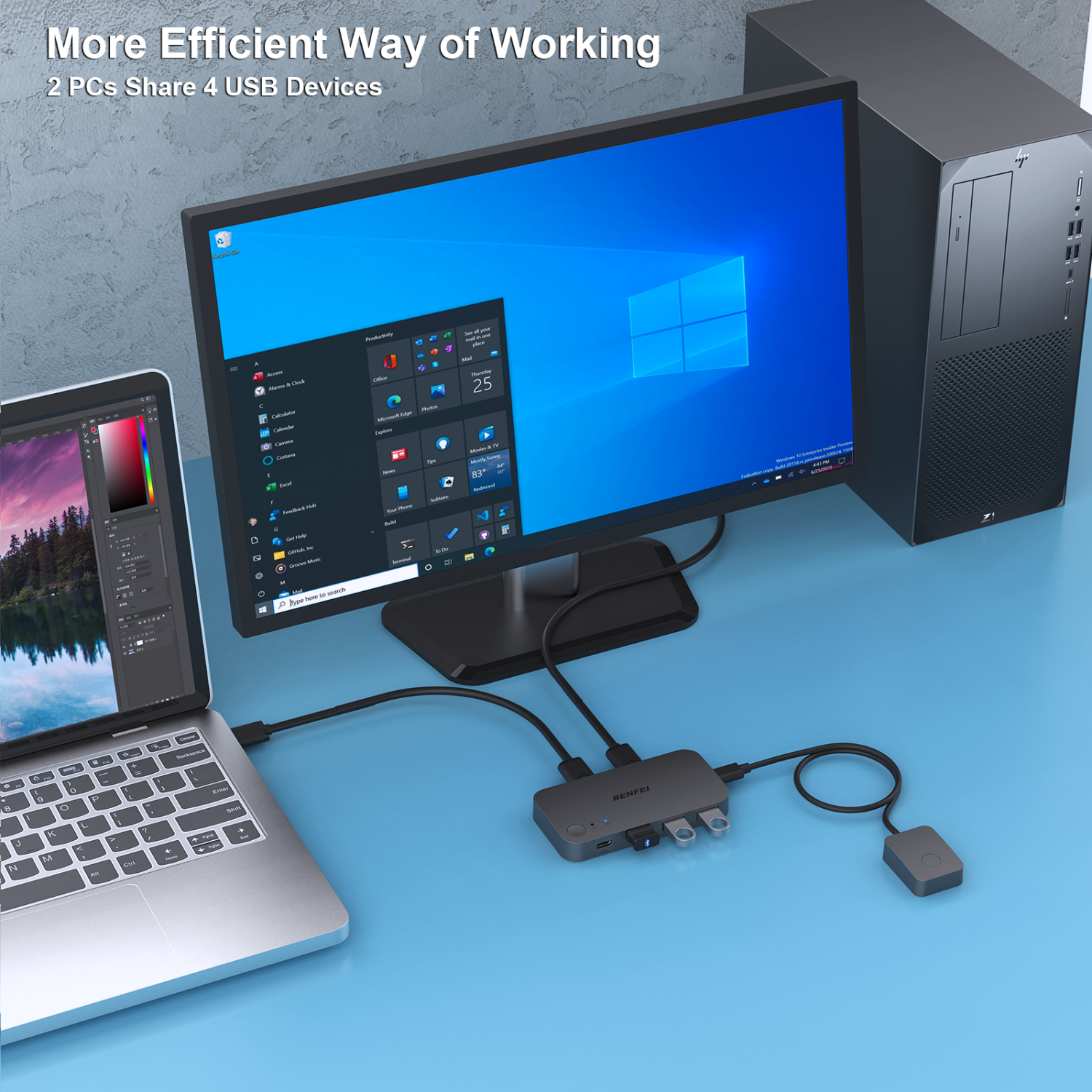 USB 3.0 Switch Computers Share 3*USB 3.0 and 1*USB C with Remote Control for PC Mouse Keyboard Printer Scanner, USB KVM Switch Selector Compatible