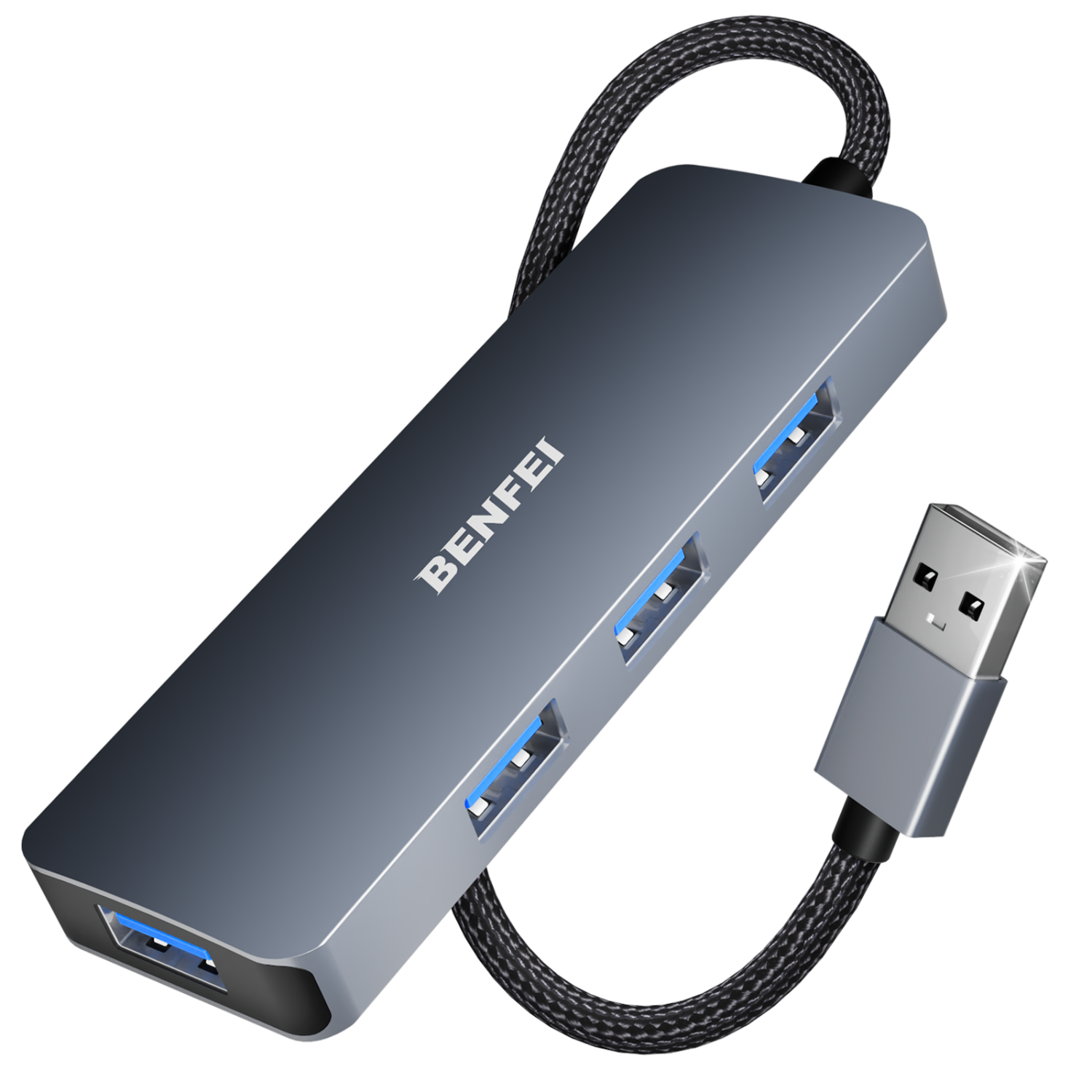 BENFEI USB 3.0 Hub, 4 Ports USB A Splitter Ultra-Slim USB Expander for Mouse, Keyboard, Flash Drive, U Disk, Printer Compatible with Laptop, Desktop