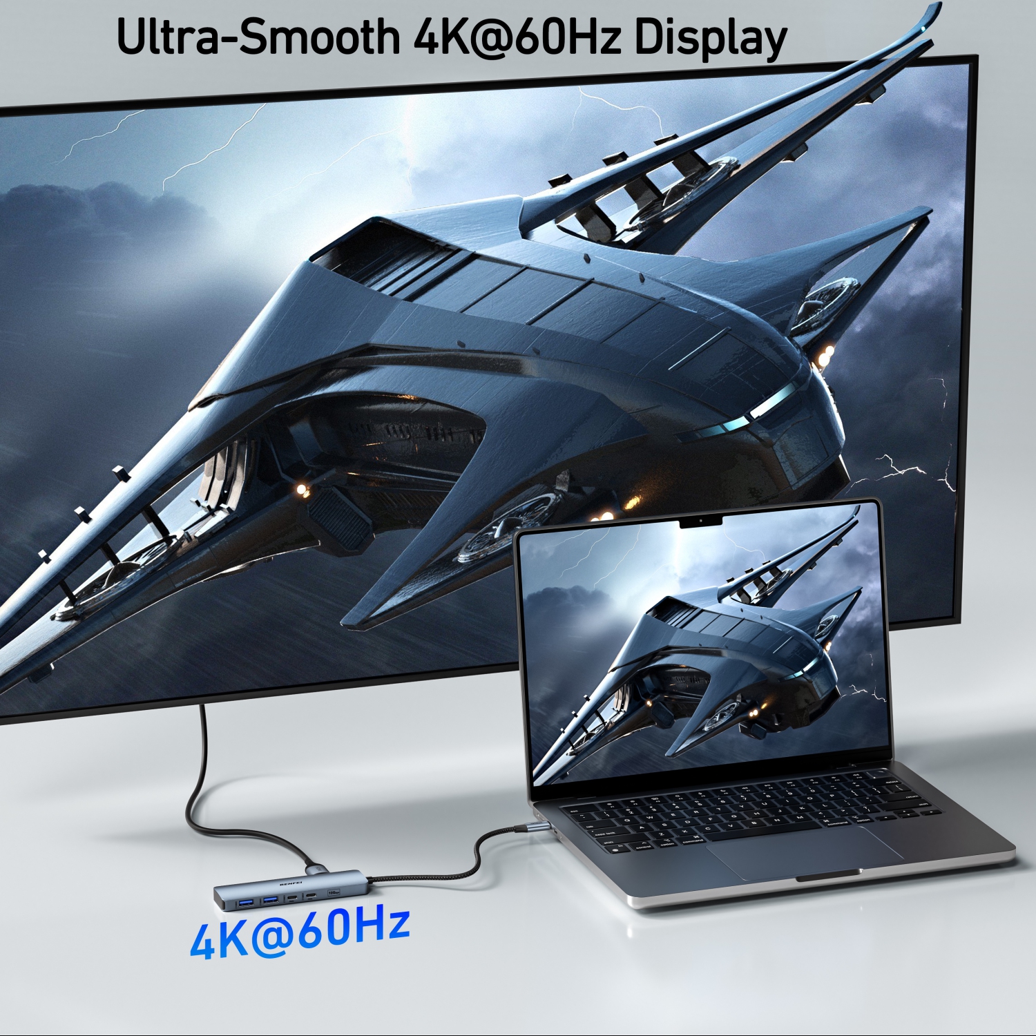 Concentrateur USB-C BENFEI 6-en-1 avec HDMI, 100&nbsp;W Power Delivery, 10&nbsp;Gb/s 2 * USB-A et 2 * USB-C Compatible avec iPhone 15 Pro/Max,