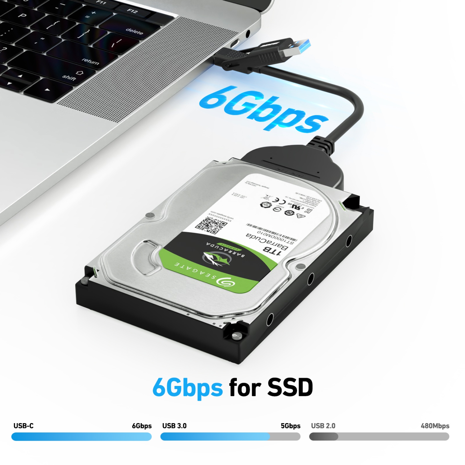 BENFEI SATA to USB Cable, USB-C/USB 3.0 to SATA III for 2.5 inch HDD/SSD
