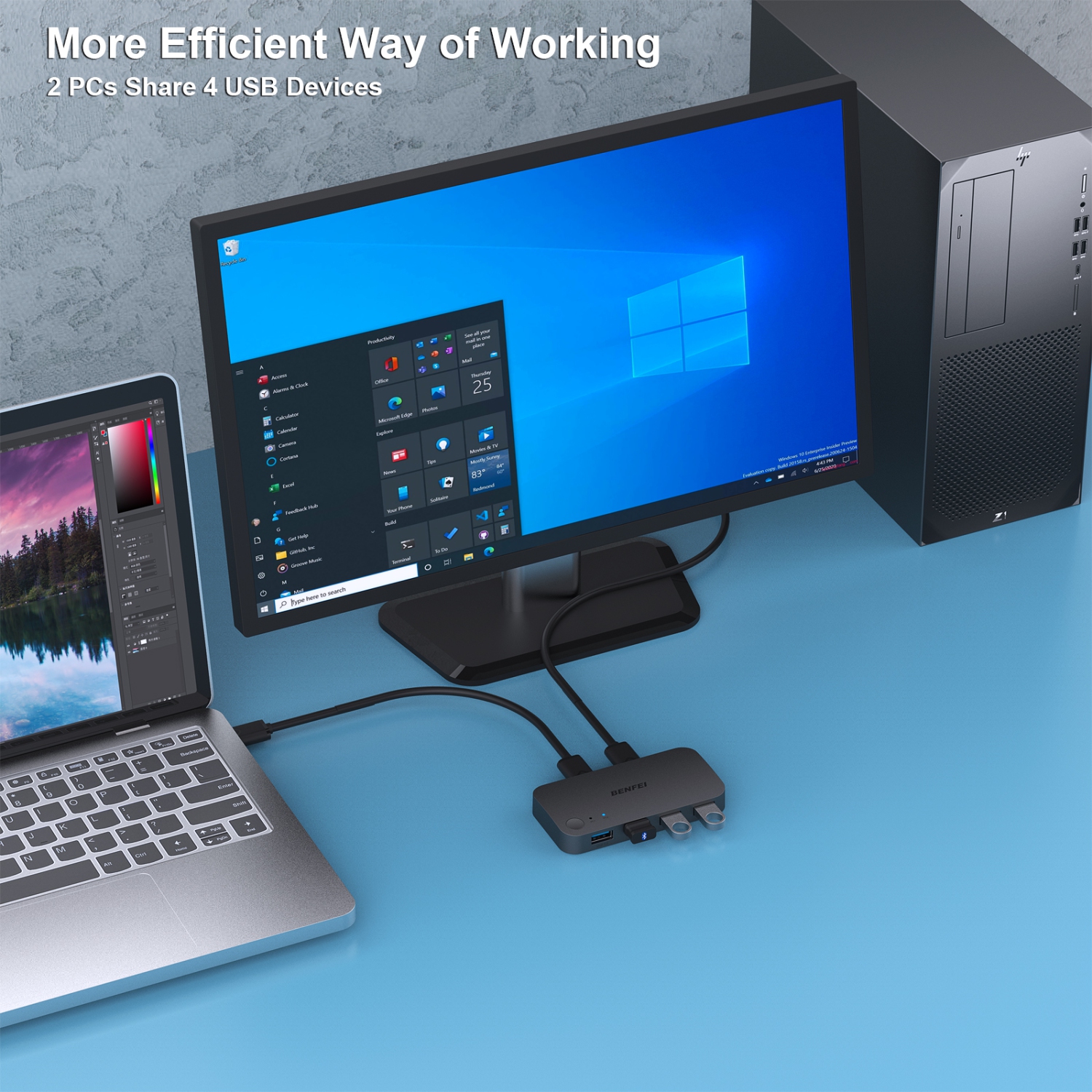 Commutateur USB 3,0, commutateur USB 2 ordinateurs Partager 4 USB pour PC Souris Clavier Imprimante Scanner, Sélecteur de commutateur KVM USB