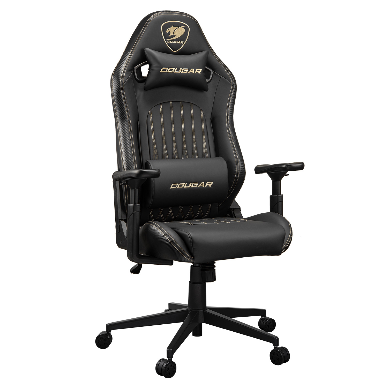 Cougar Explore Royal Office Gaming Chair - Ergonomic, High Back PVC Leather Upholstery Reclining Backrest, Black/Gold