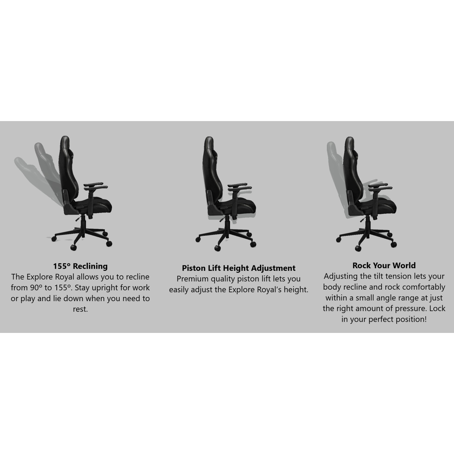 Cougar Explore Royal Office Gaming Chair - Ergonomic, High Back PVC Leather Upholstery Reclining Backrest, Black/Gold